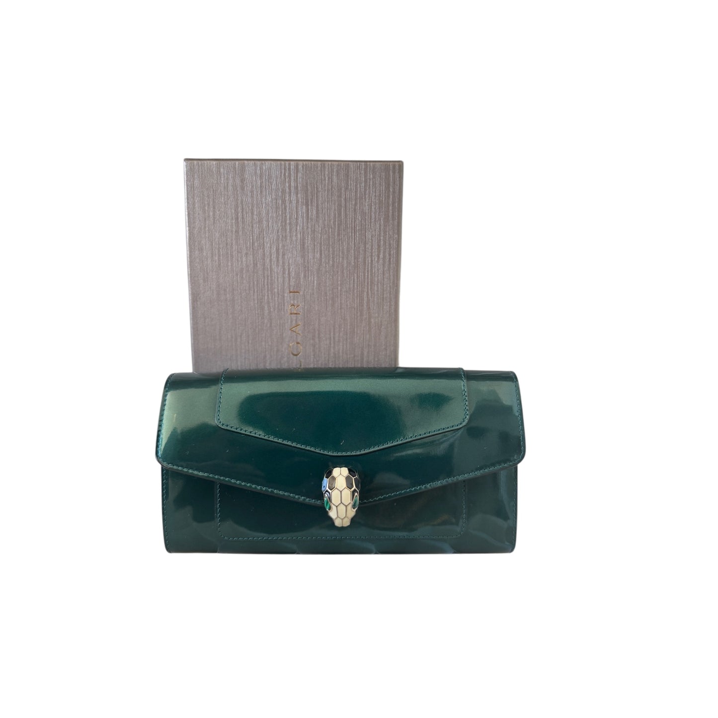 PRE-OWNED Green Vernis Leather Serpenti Forever Wallet