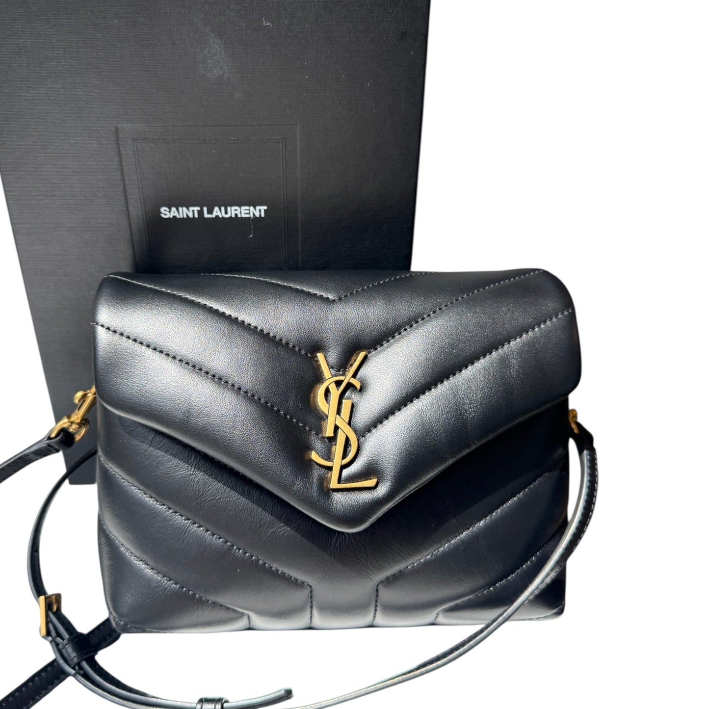 PRE-OWNED Black Calfskin Y Quilted Monogram Toy Loulou