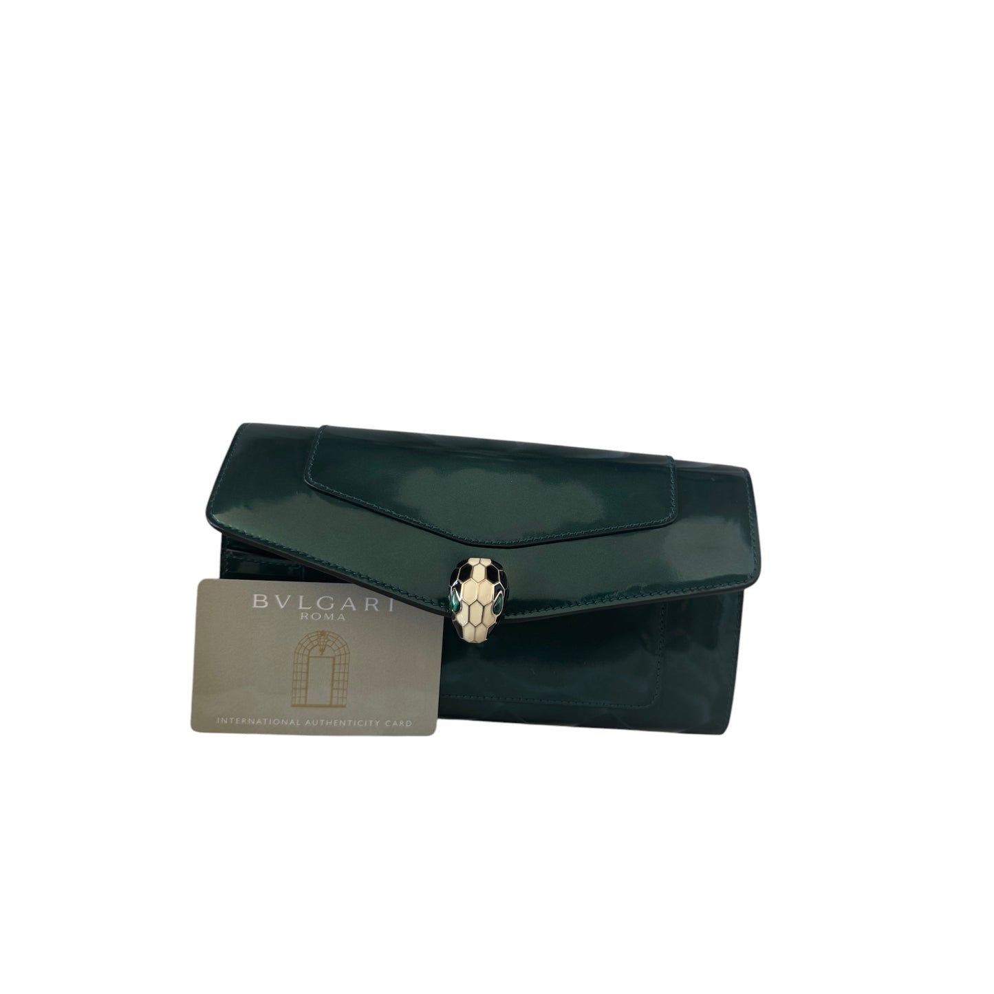 PRE-OWNED Green Vernis Leather Serpenti Forever Wallet