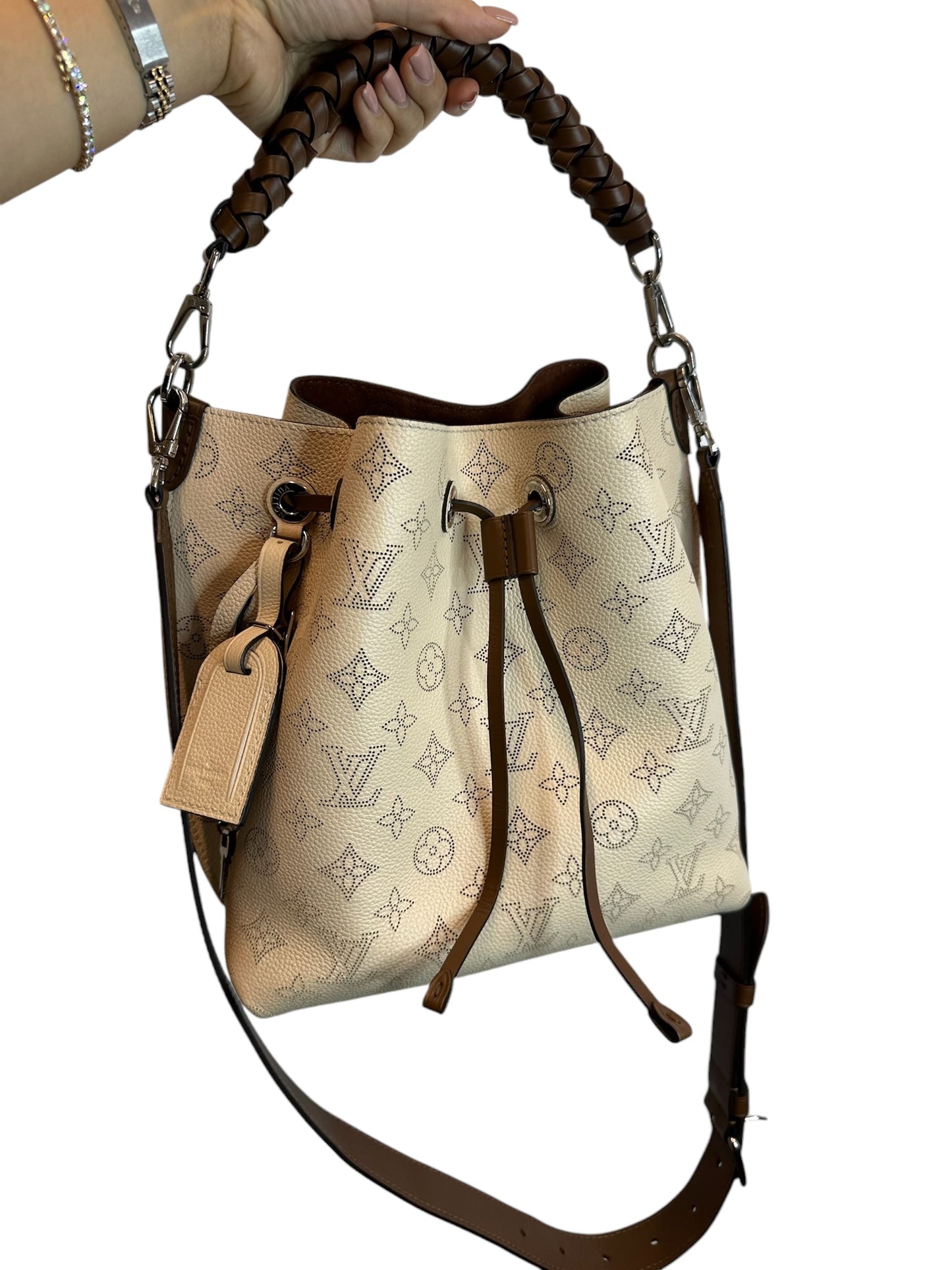 PRE-OWNED Creme Beige Monogram Mahina Muria