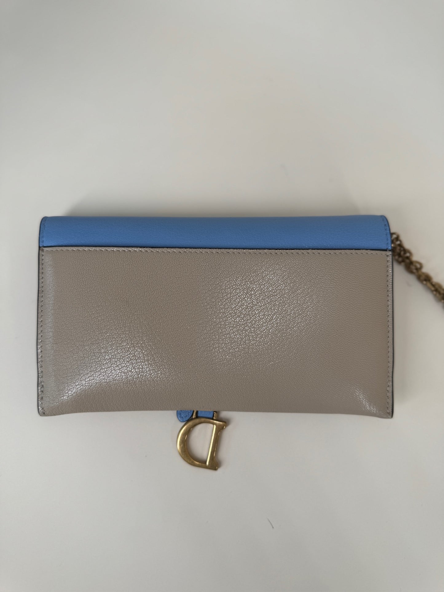 PRE-OWNED Tri-Color Lambskin Saddle Wallet on Chain