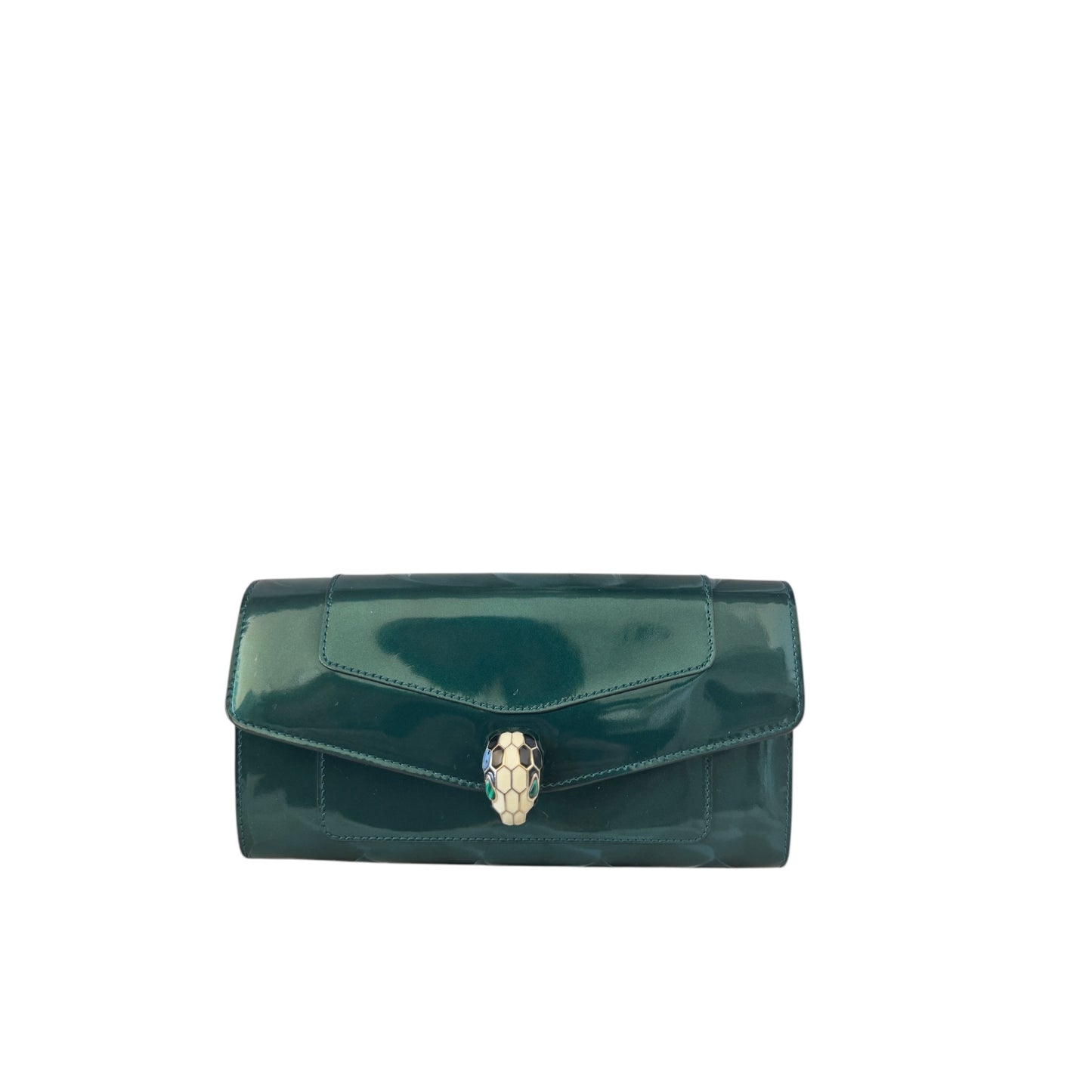 PRE-OWNED Green Vernis Leather Serpenti Forever Wallet
