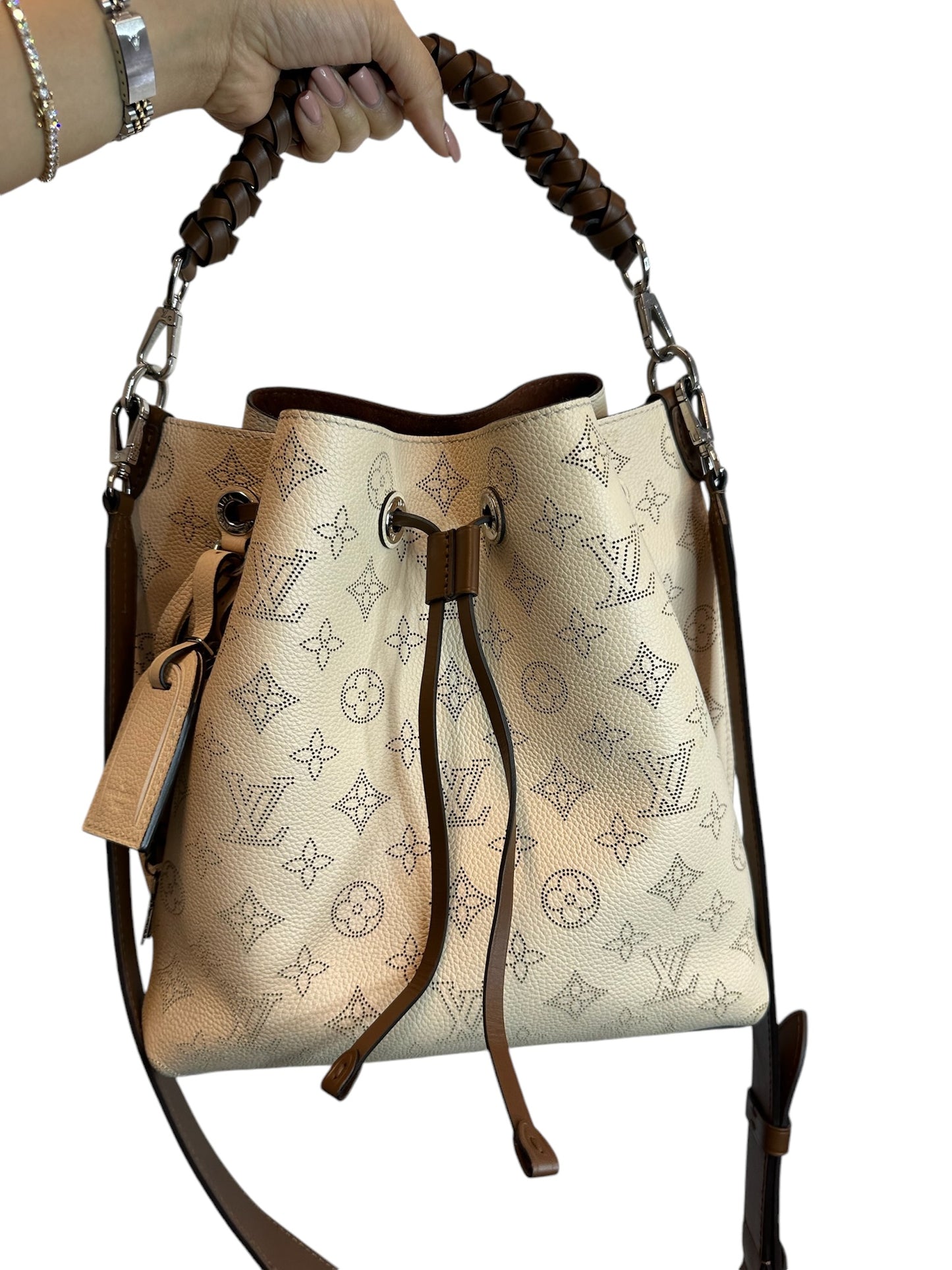 PRE-OWNED Creme Beige Monogram Mahina Muria