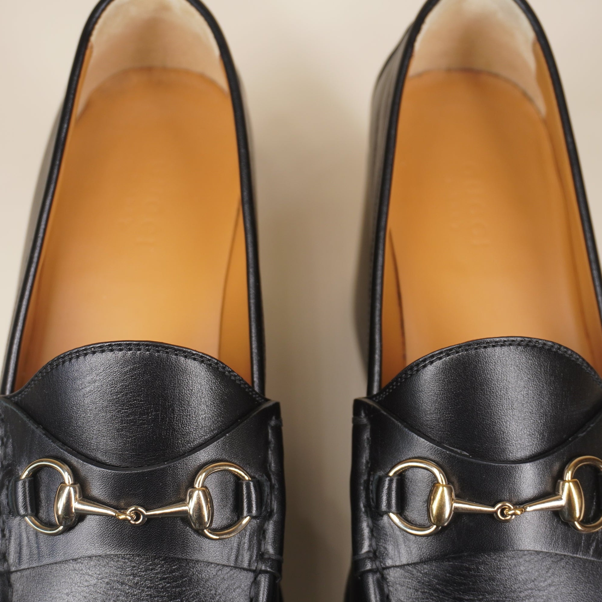 PRE-OWNED Horsebit Leather Platform Loafers Black