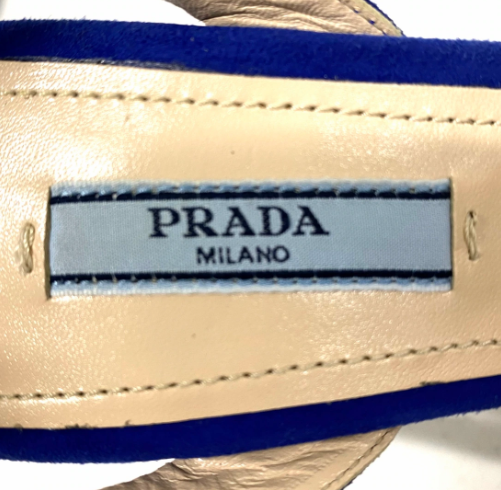 PRADA - Blue Gold Multi Velour Rhinestones Sandals