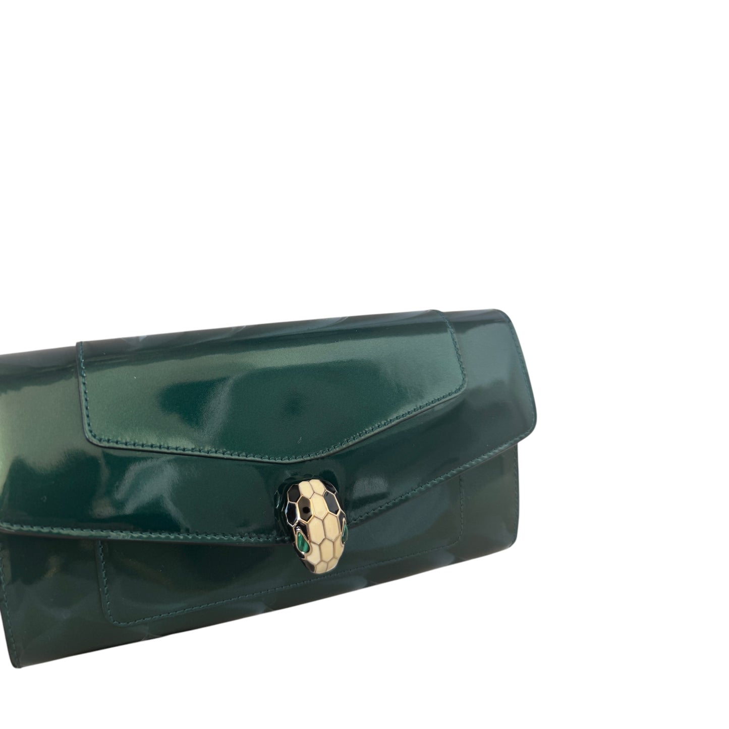 PRE-OWNED Green Vernis Leather Serpenti Forever Wallet