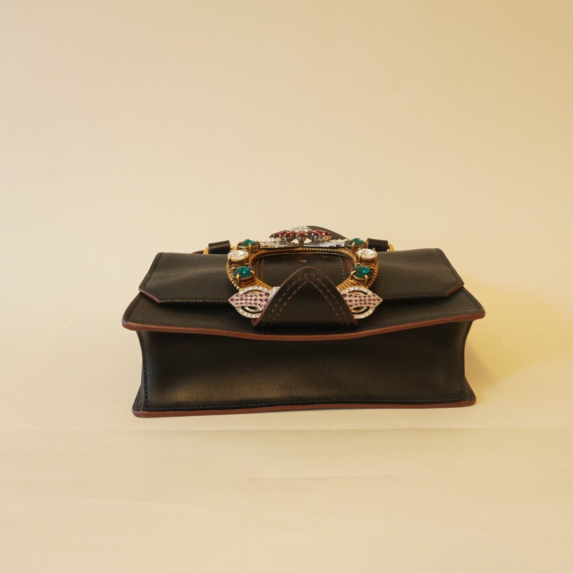 PRE-OWNED Black Goatskin Madras Soft Calf Crystal Embellished Shoulder Bag