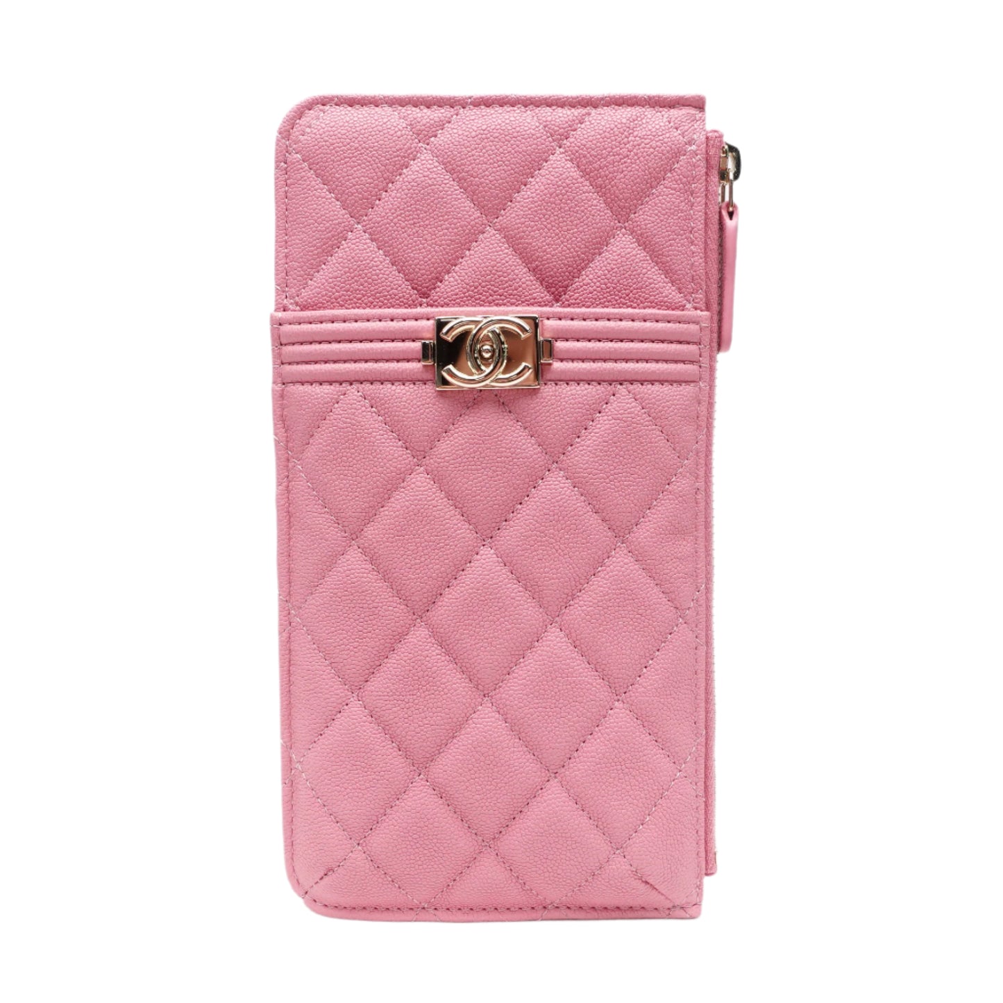 PRE-OWNED CC Pink Leboy Caviar Cardholder and Phone Holder