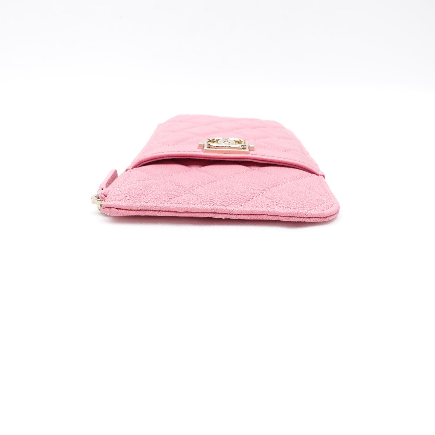 PRE-OWNED CC Pink Leboy Caviar Cardholder and Phone Holder