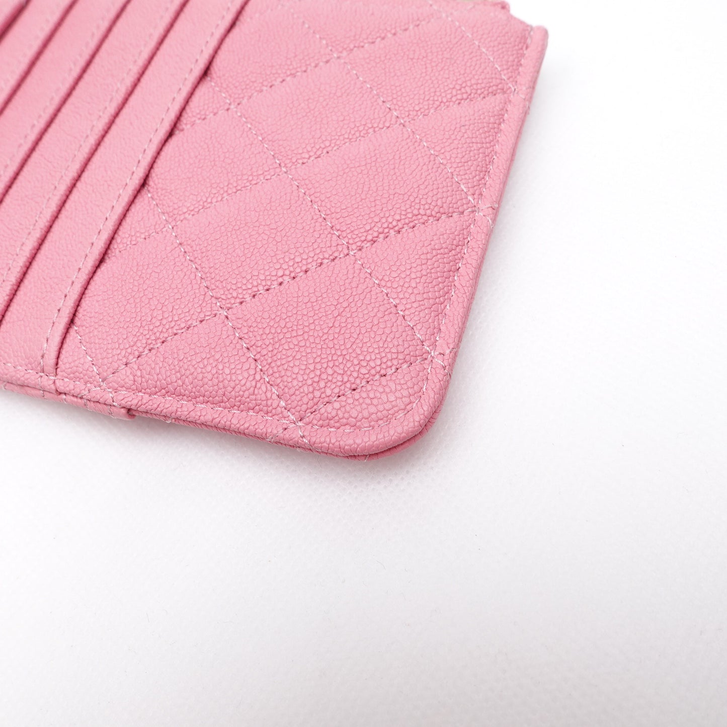 PRE-OWNED CC Pink Leboy Caviar Cardholder and Phone Holder