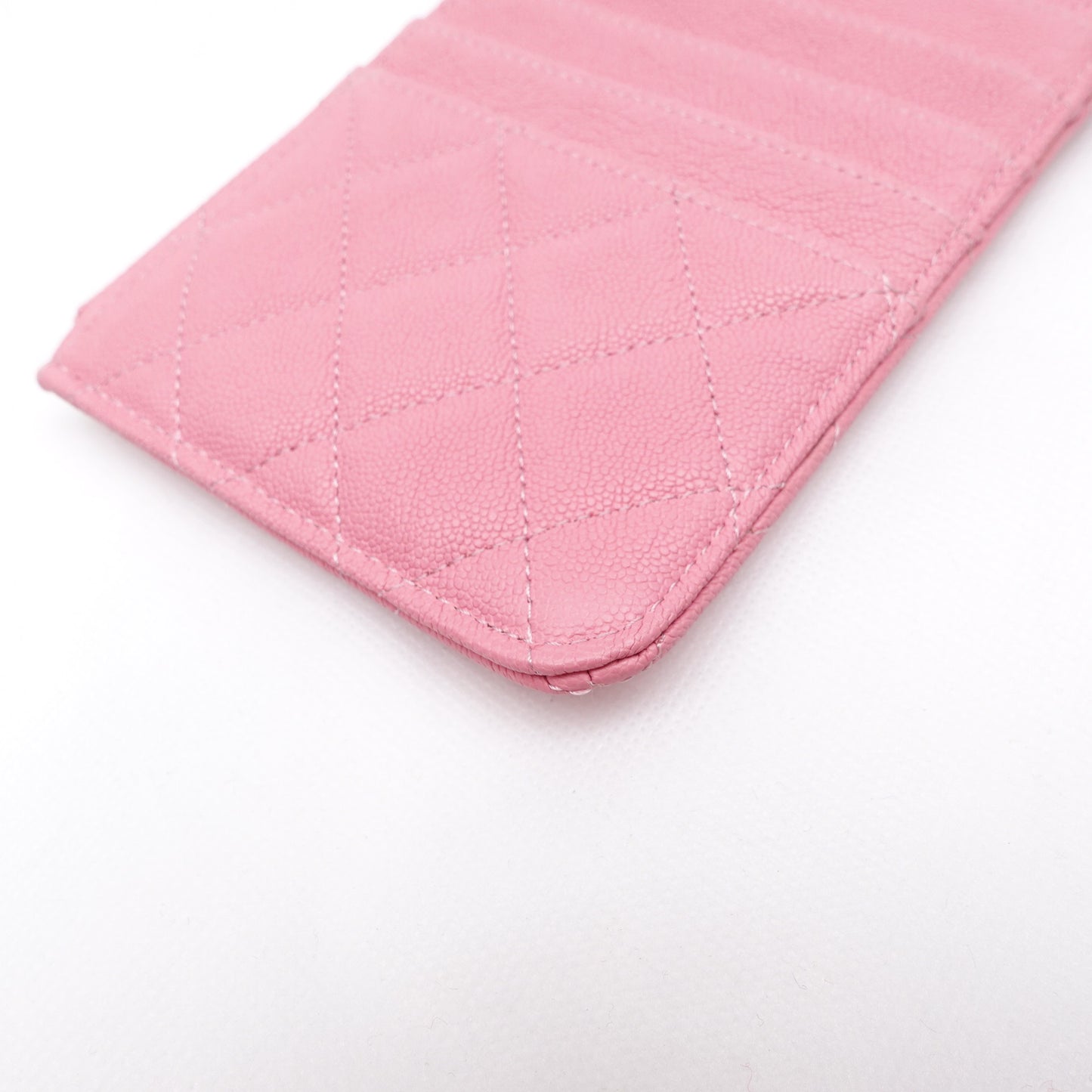 PRE-OWNED CC Pink Leboy Caviar Cardholder and Phone Holder