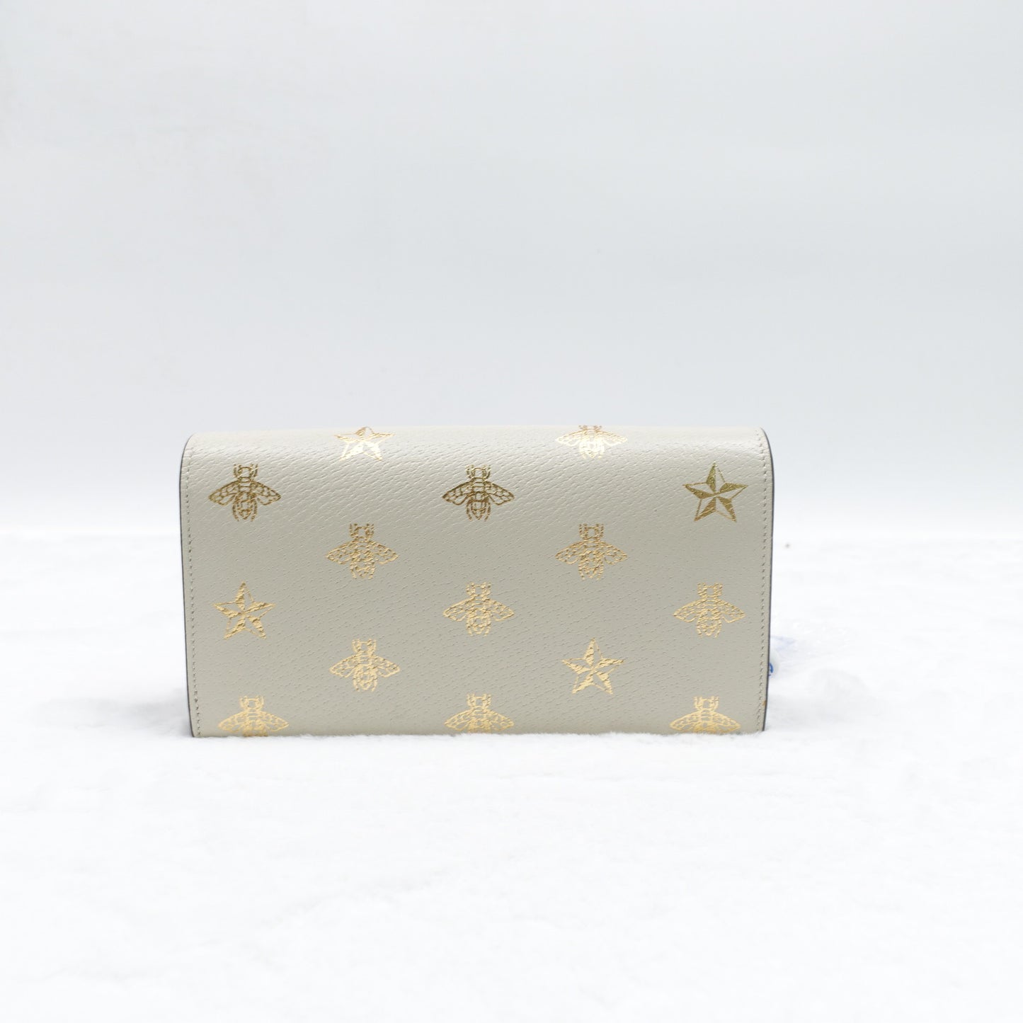 PRE-OWNED GG Grained Calfskin Bee Star Continental Chain Wallet