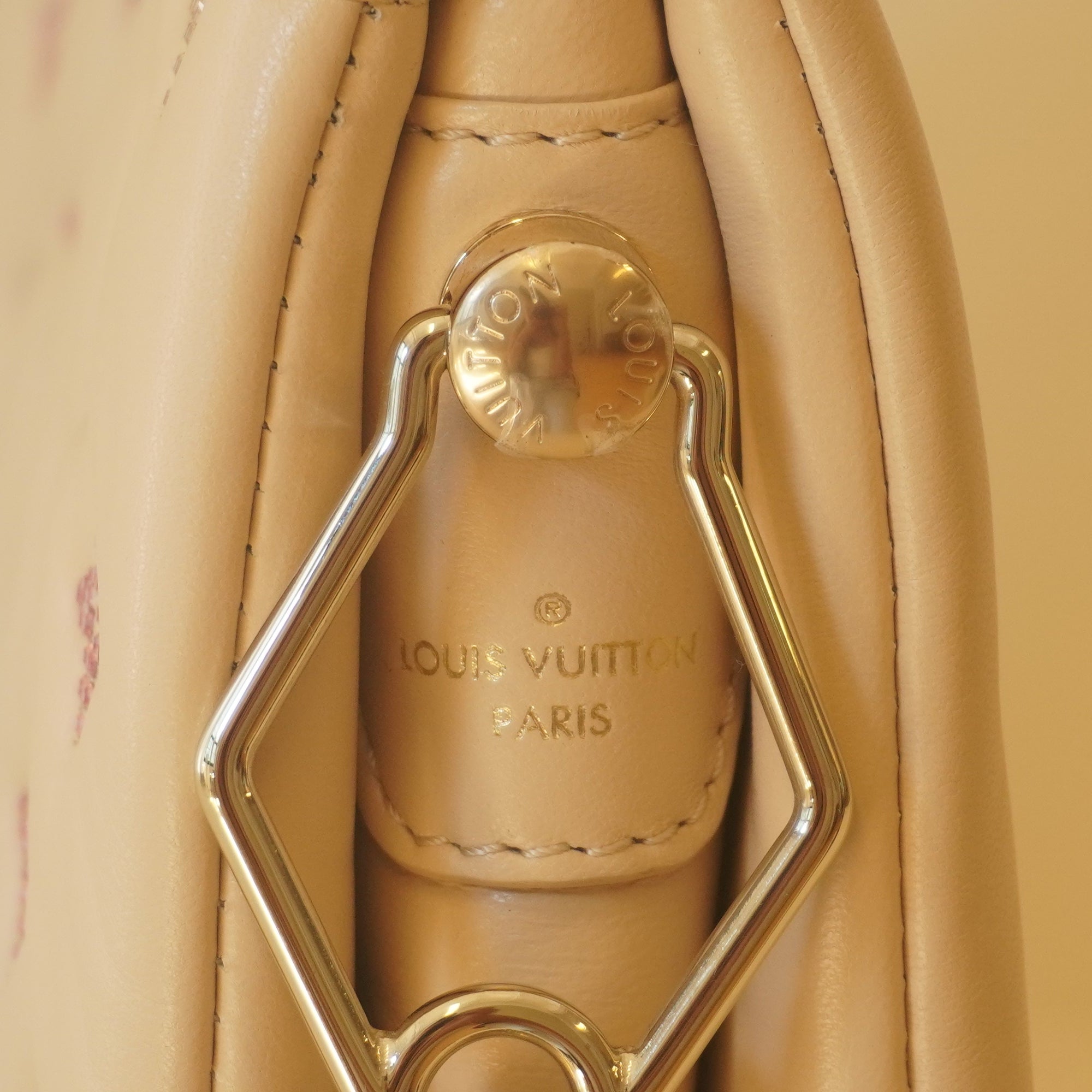 PRE-OWNED Crystal Coussin PM Beige Lambskin Leather Shoulder Bag