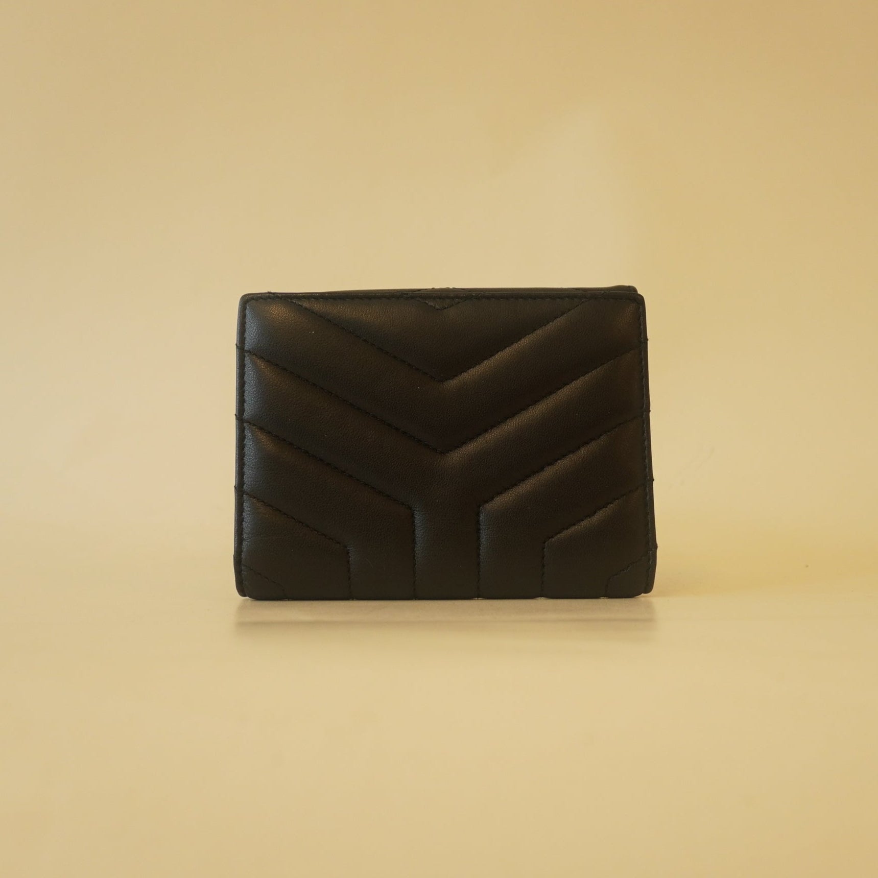 PRE-OWNED Lambskin Y Quilted Monogram Compact Loulou Wallet