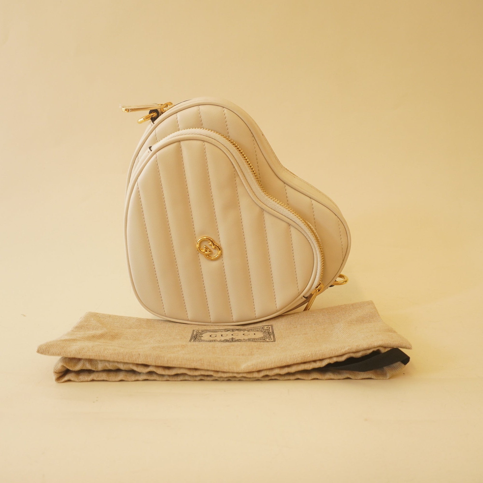 PRE-OWNED GG White Leather Interlocking G Shoulder Bag