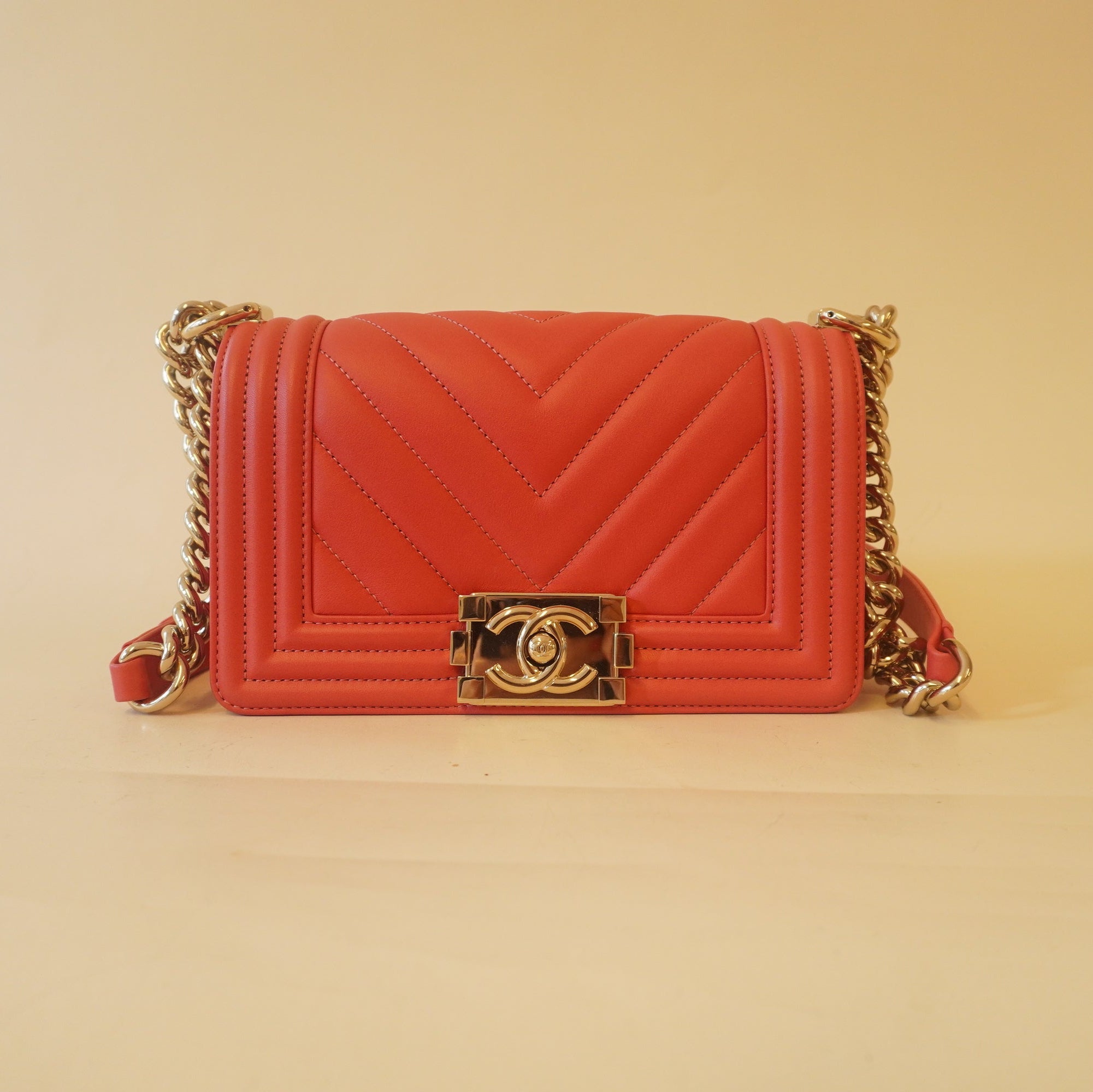 PRE-OWNED CC Pink Lambskin Small Leboy Shoulder Bag
