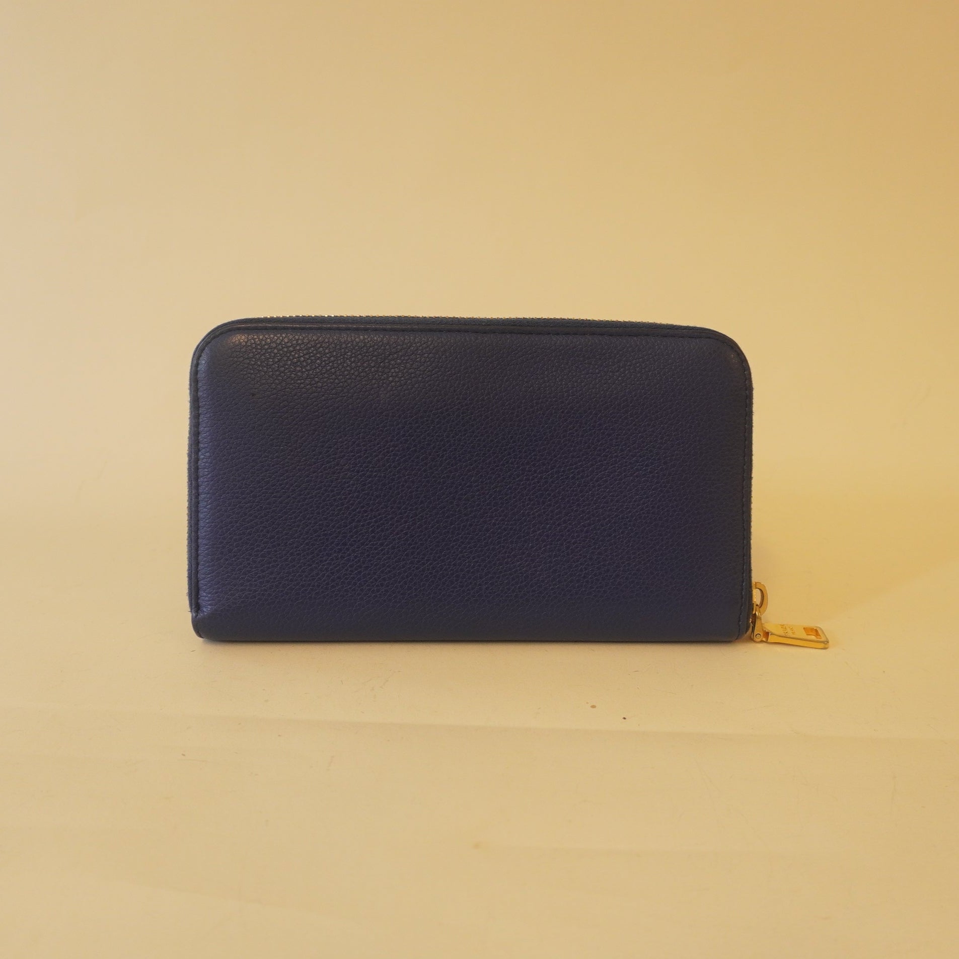 PRE-OWNED Blue Leather Zip Around Long Wallet