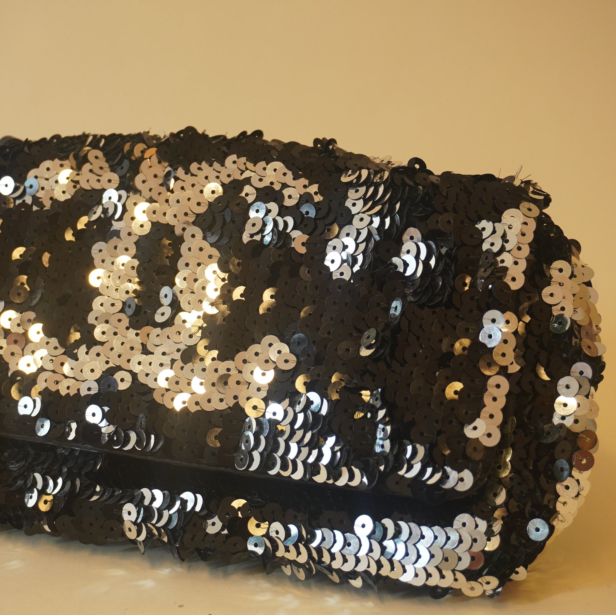 PRE-OWNED CC Summer Night Flap Black Silver Sequins Shoulder Bag