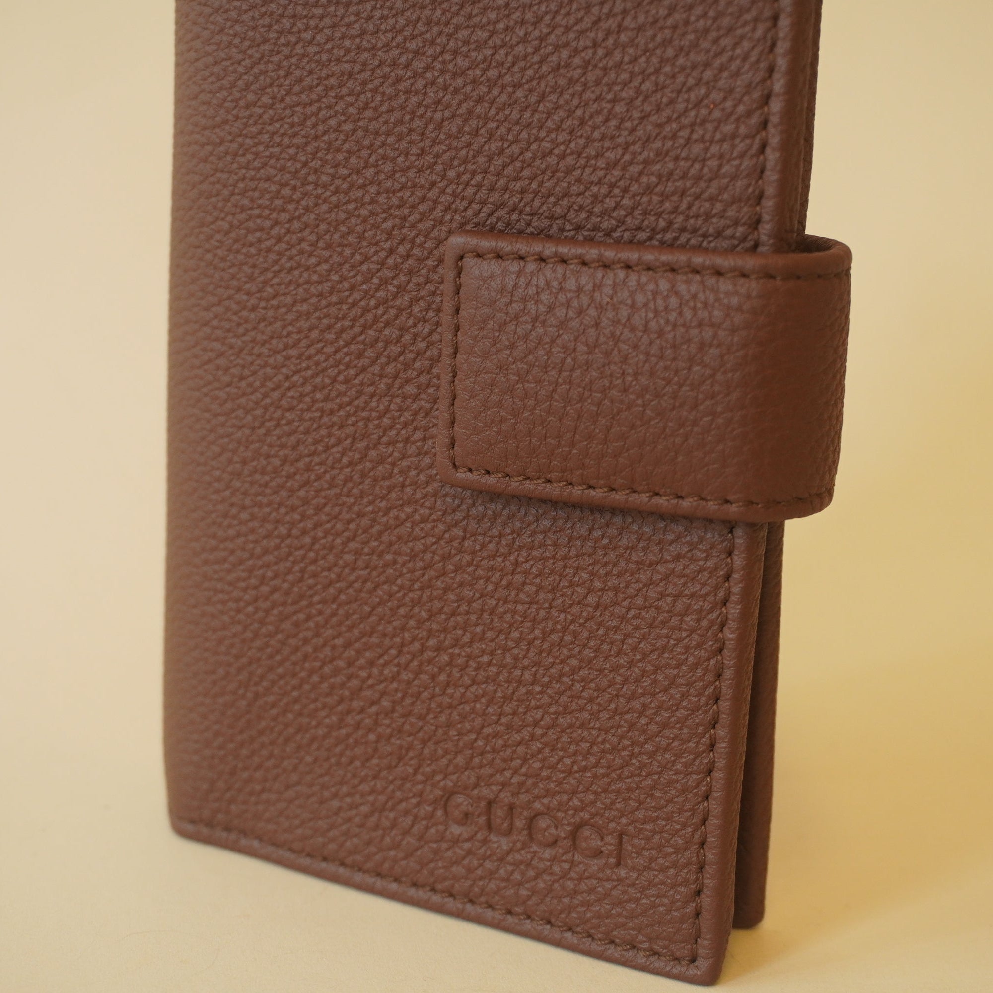 PRE-OWNED Leather Trifold Wallet Brown