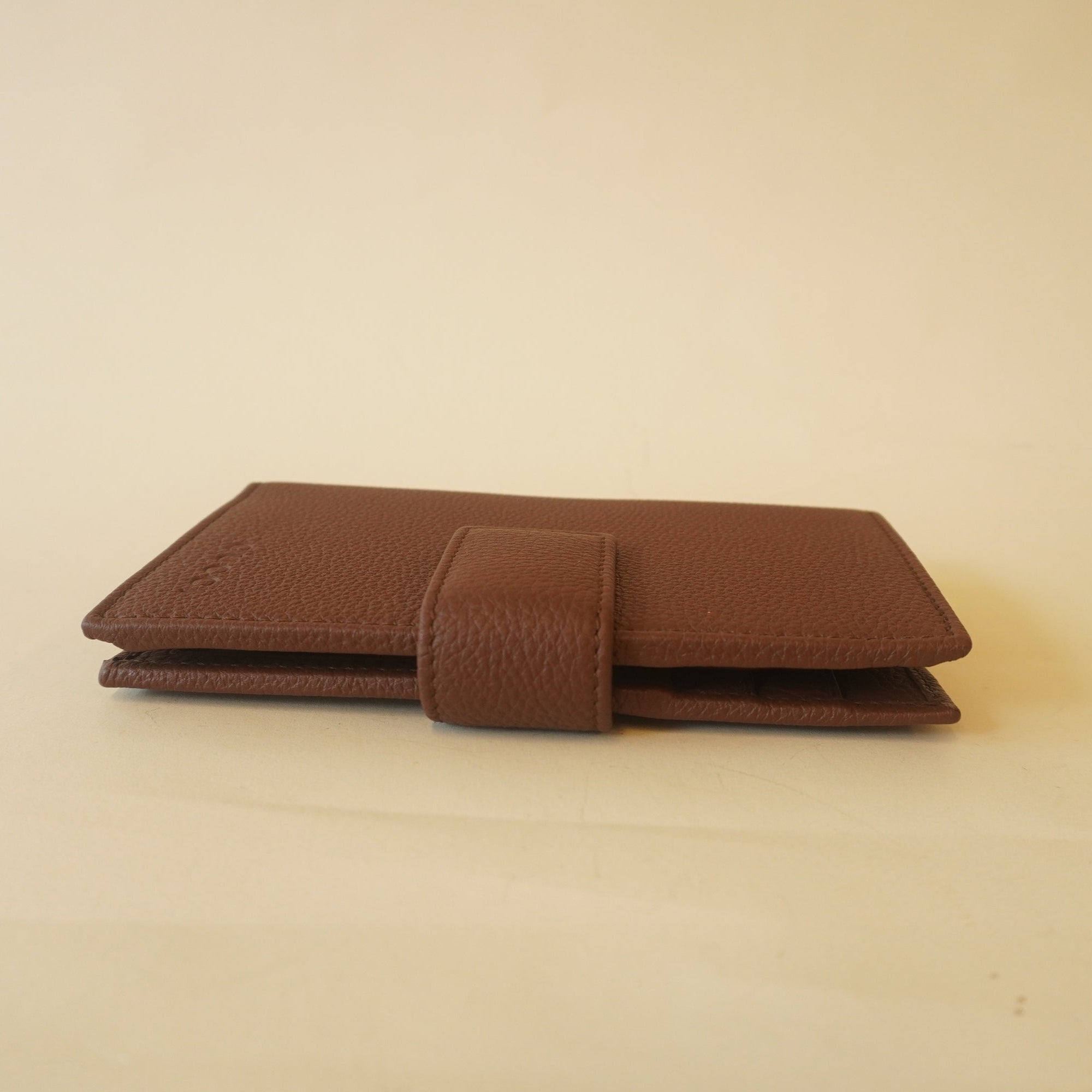 PRE-OWNED Leather Trifold Wallet Brown