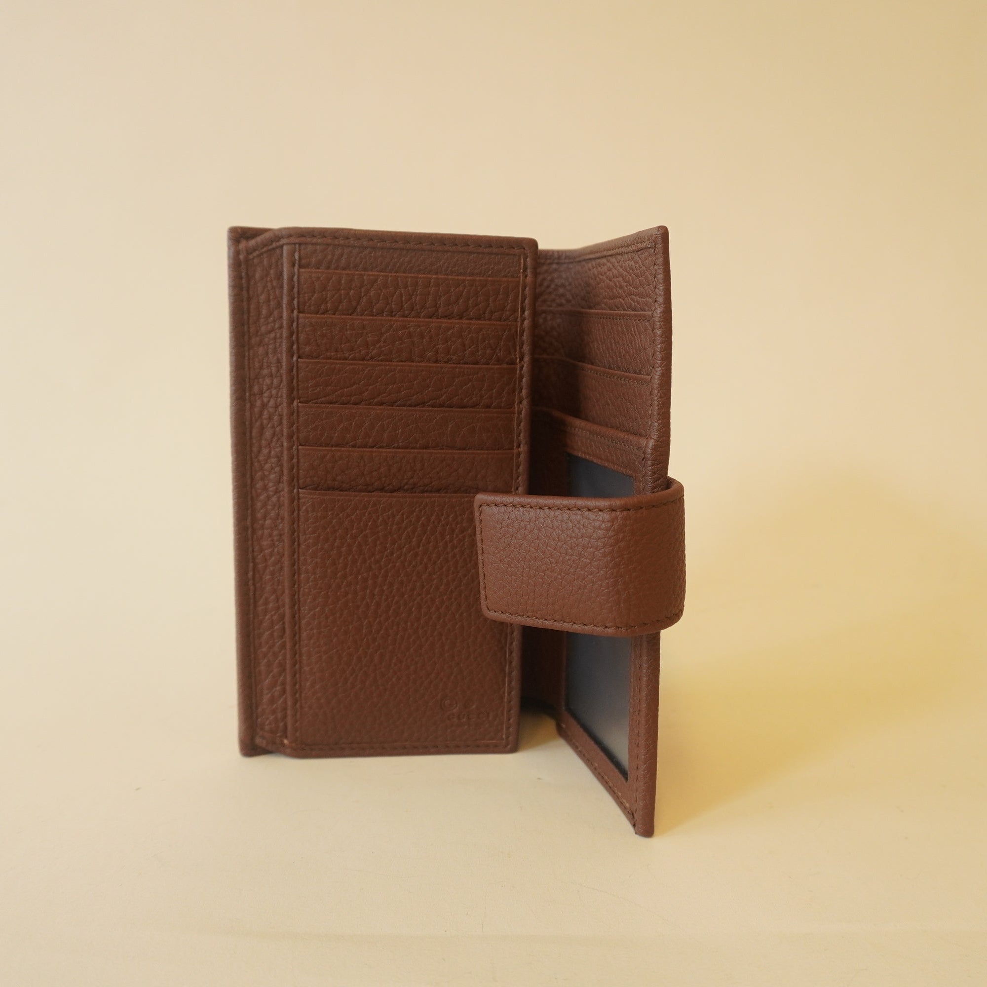 PRE-OWNED Leather Trifold Wallet Brown