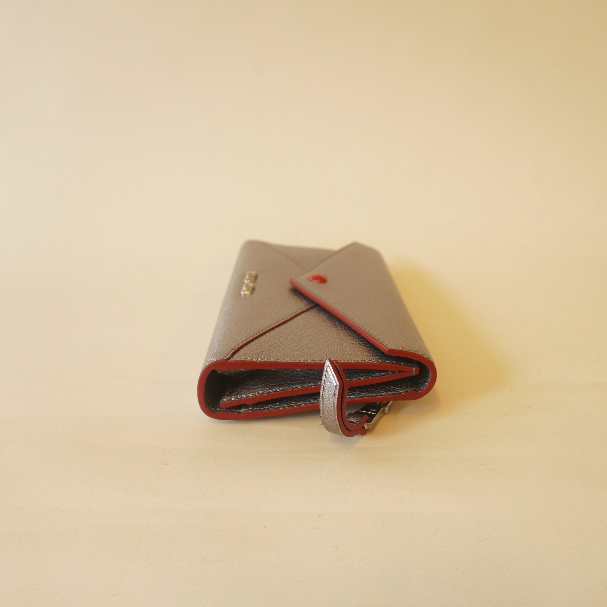 PRE-OWNED Silver Goatskin Madras Love Envelope Wallet Cromo