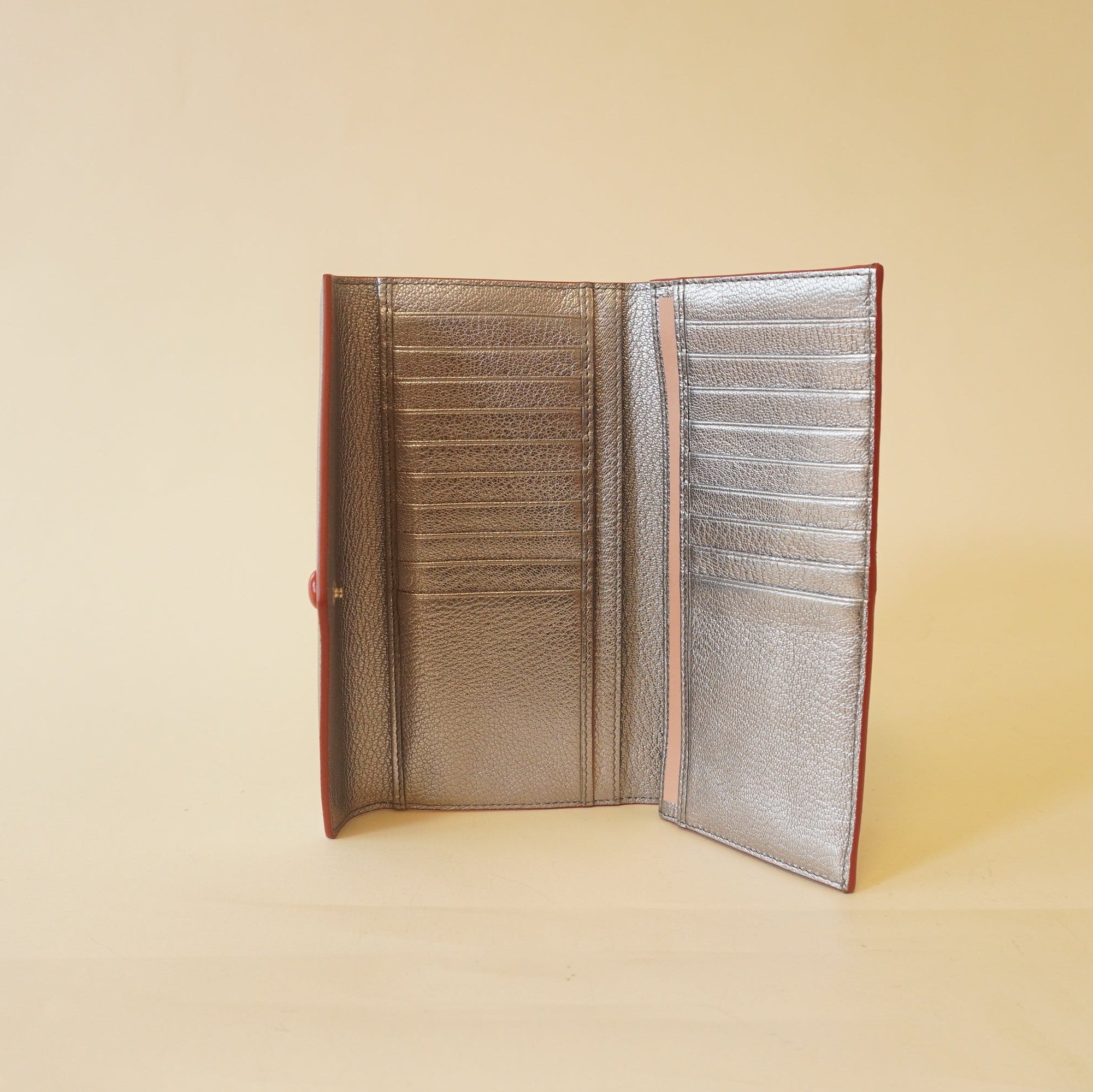 PRE-OWNED Silver Goatskin Madras Love Envelope Wallet Cromo