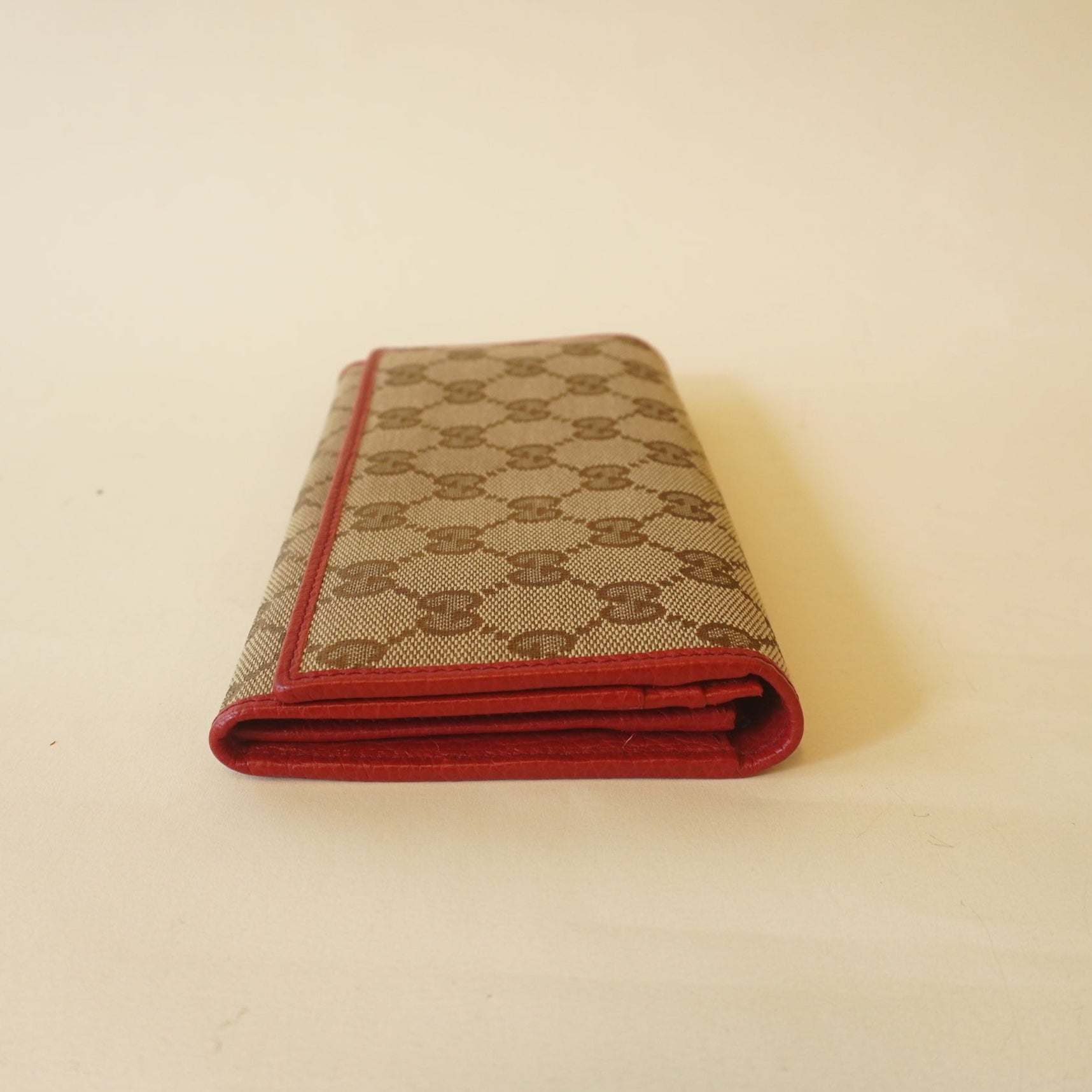 PRE-OWNED GG Canvas and Leather Flap Continental Wallet