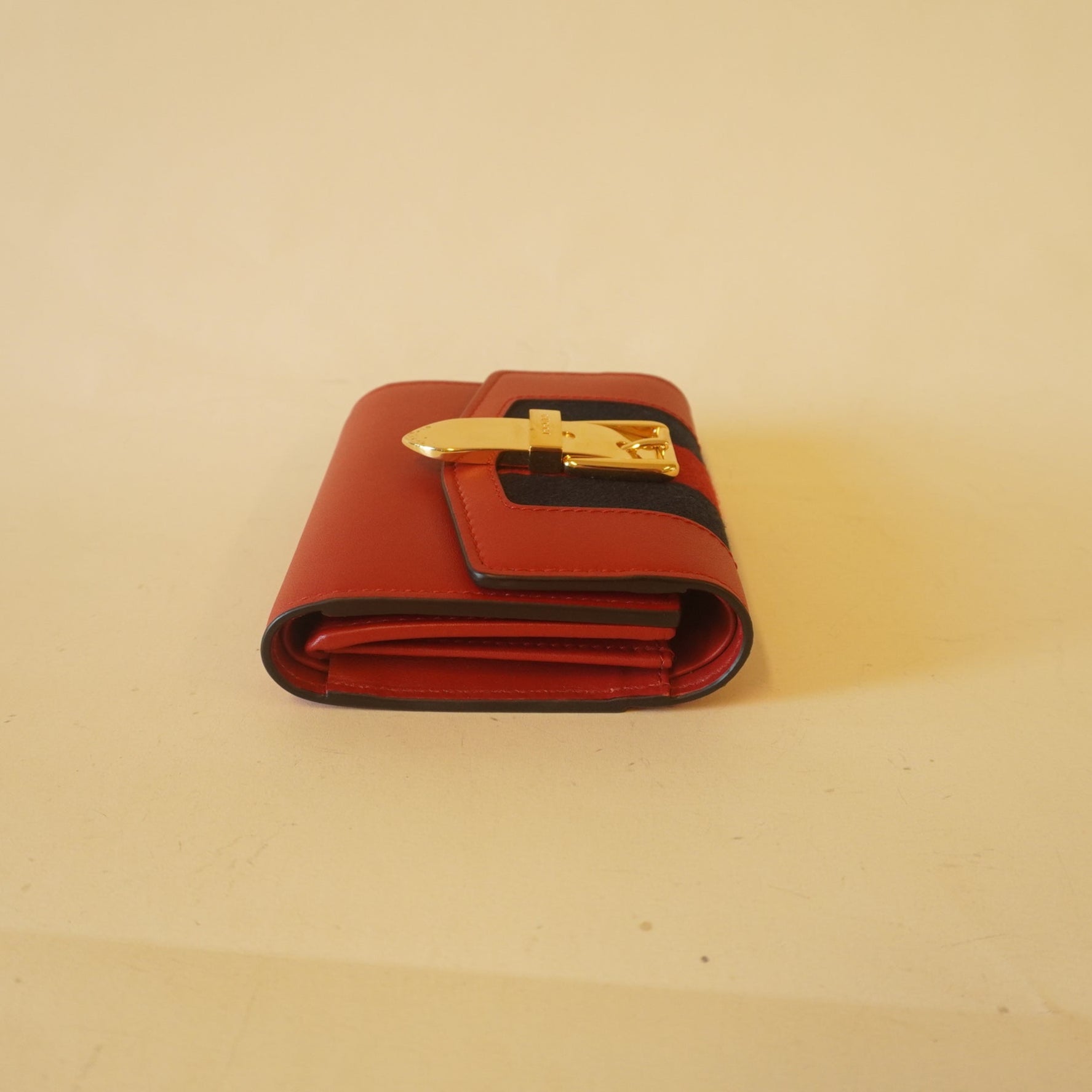 PRE-OWNED Calfskin Sylvie Wallet Hibiscus Red