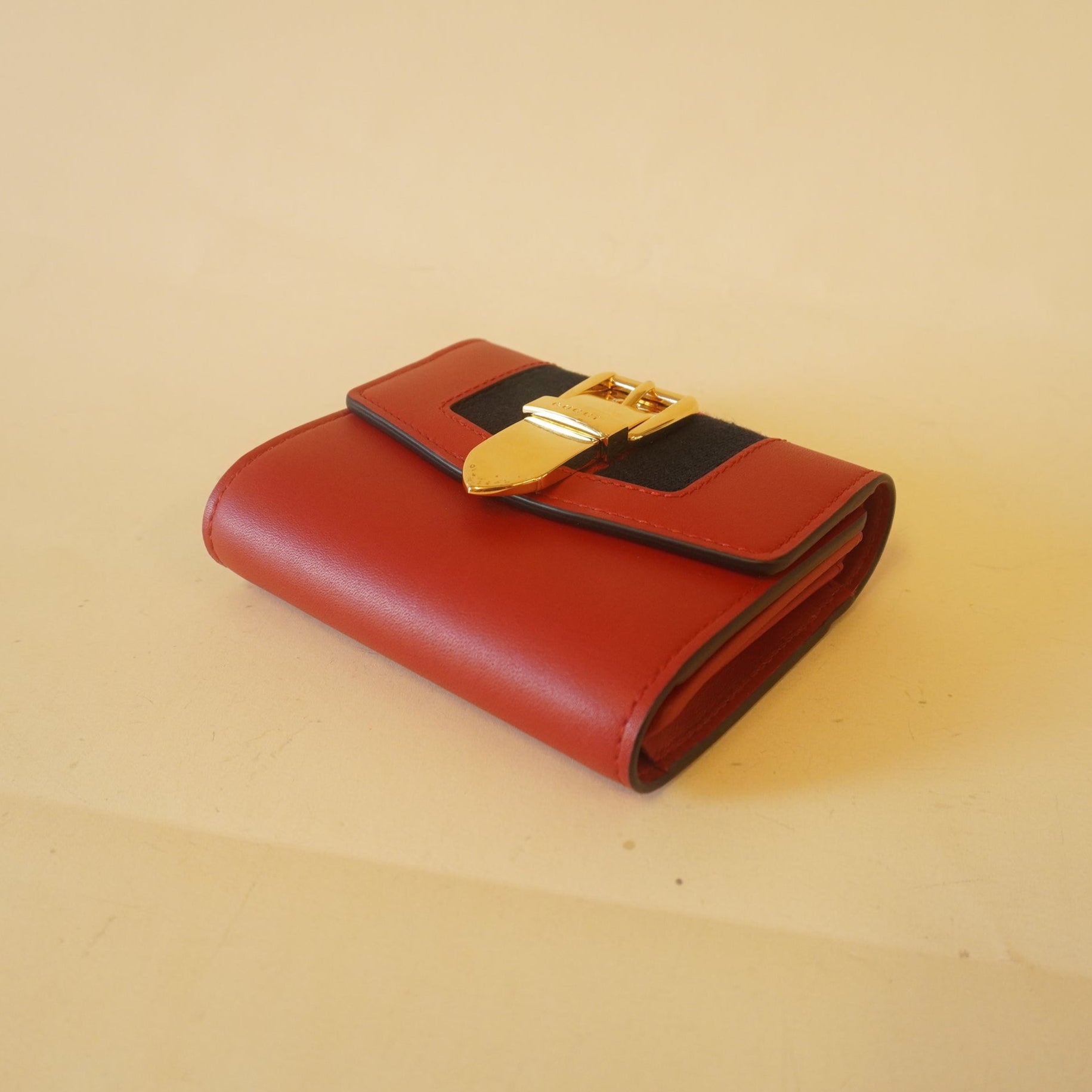 PRE-OWNED Calfskin Sylvie Wallet Hibiscus Red