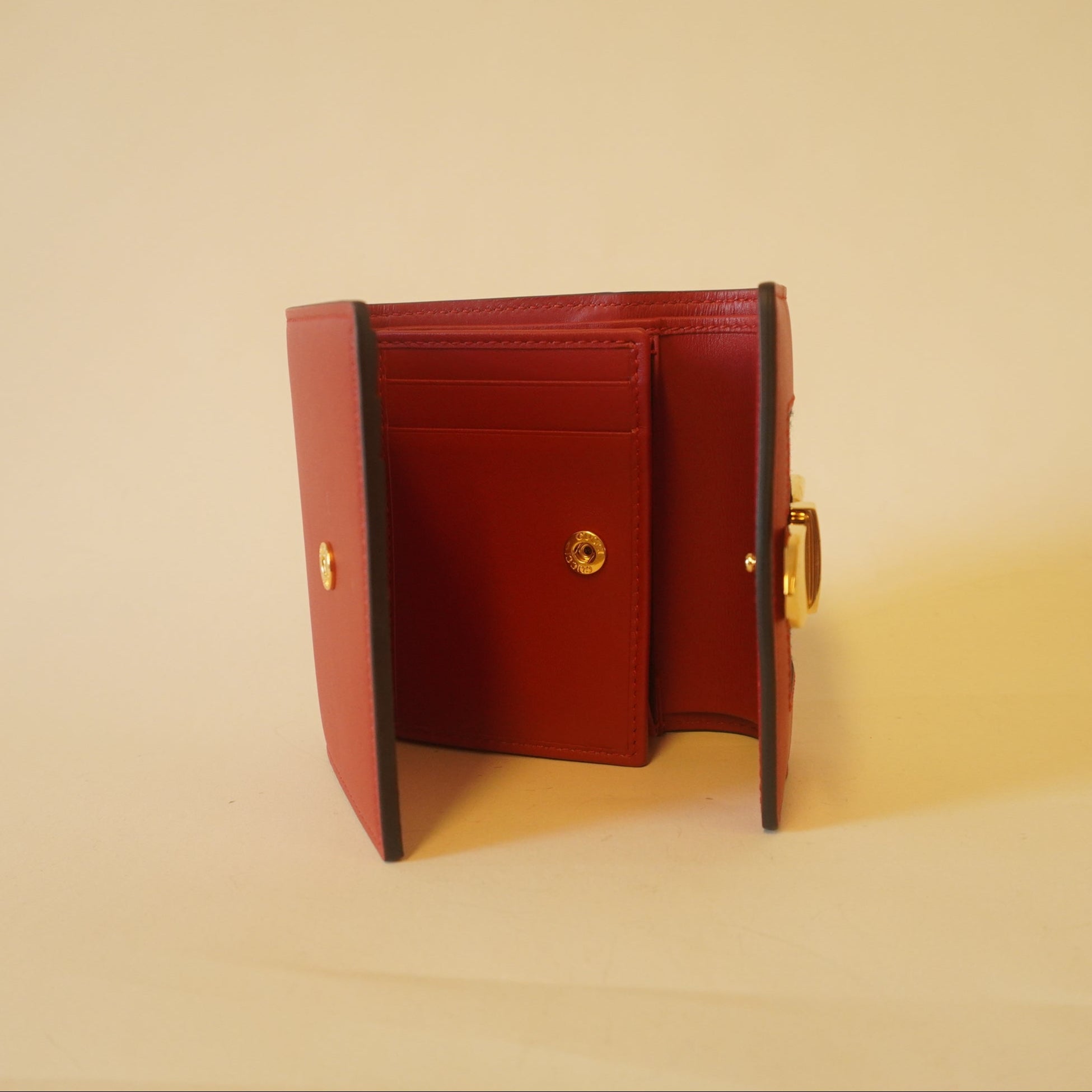 PRE-OWNED Calfskin Sylvie Wallet Hibiscus Red