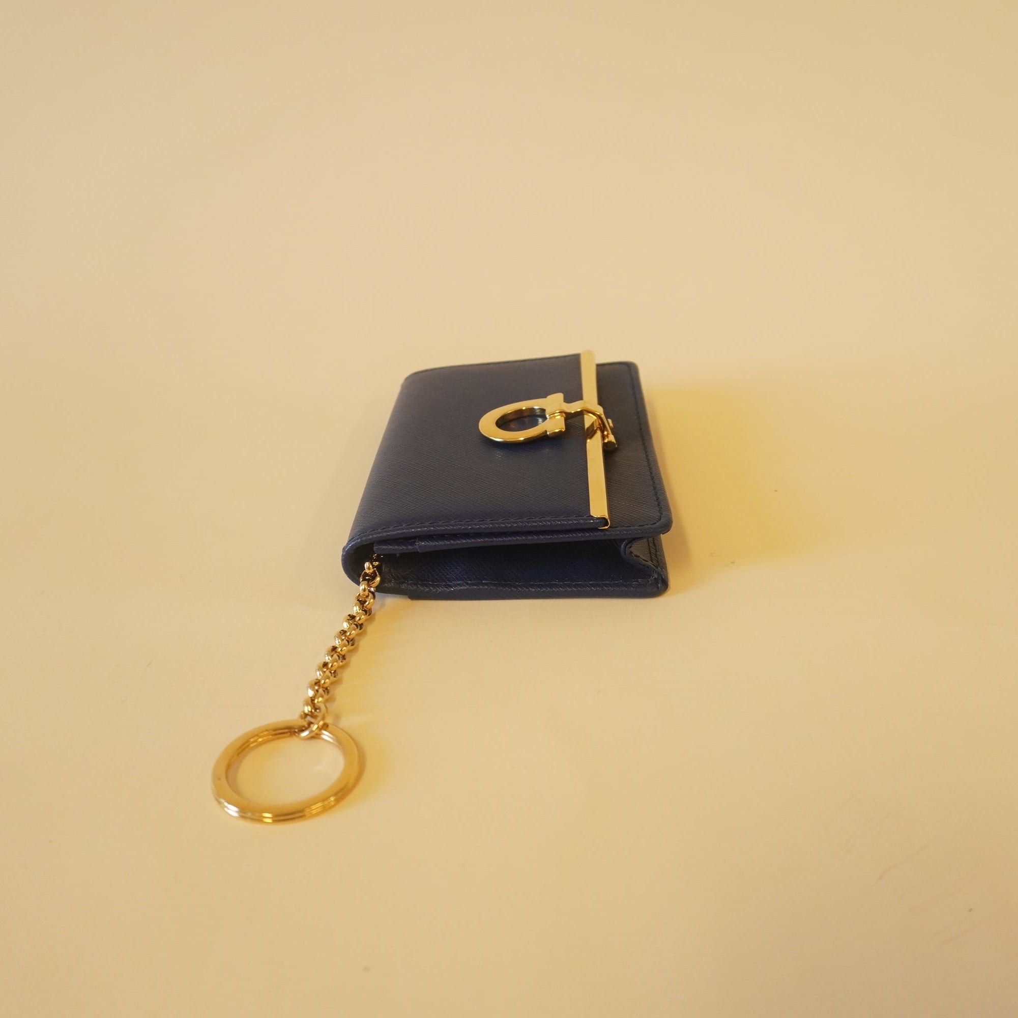 PRE-OWNED Royal Blue Gancini Card Case