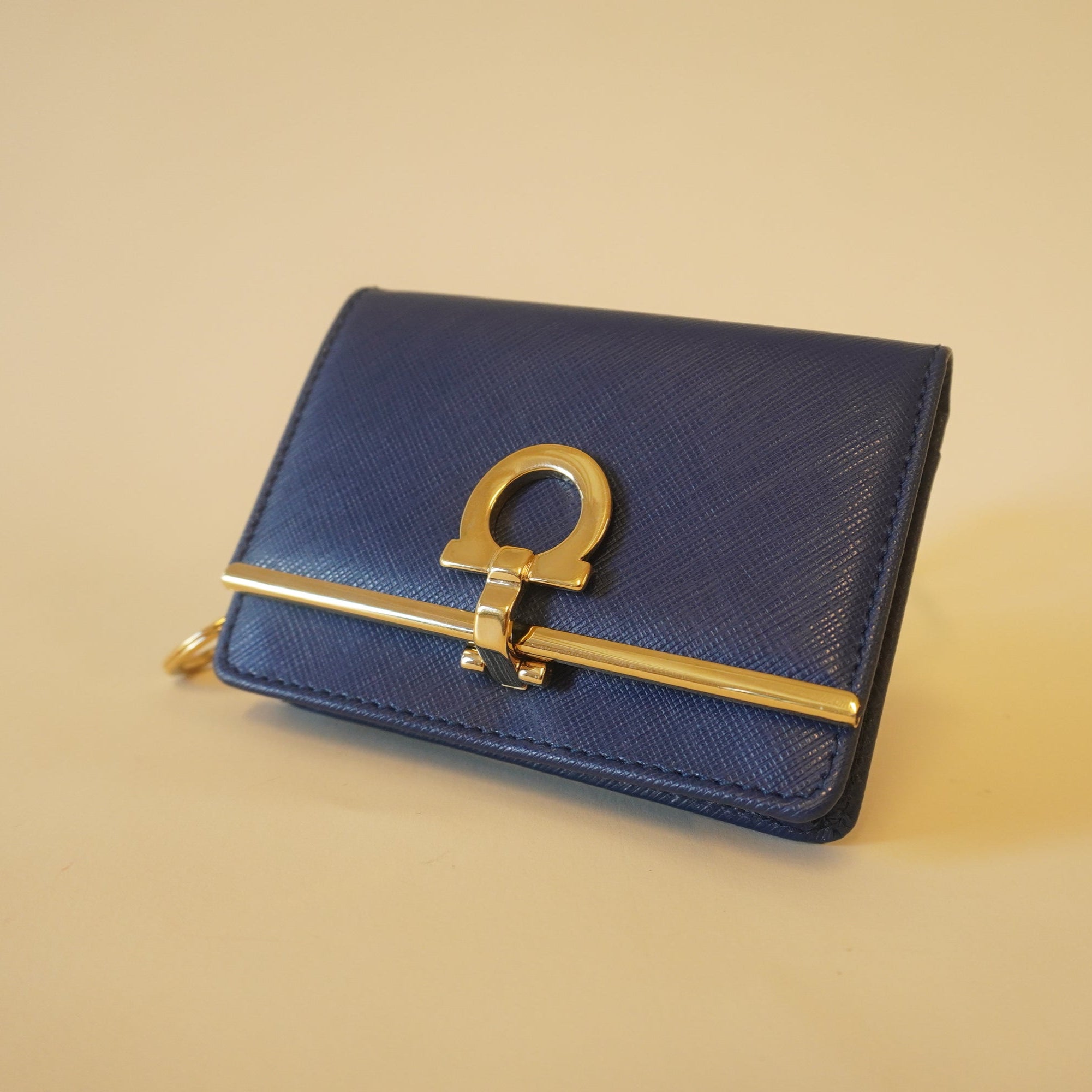 PRE-OWNED Royal Blue Gancini Card Case