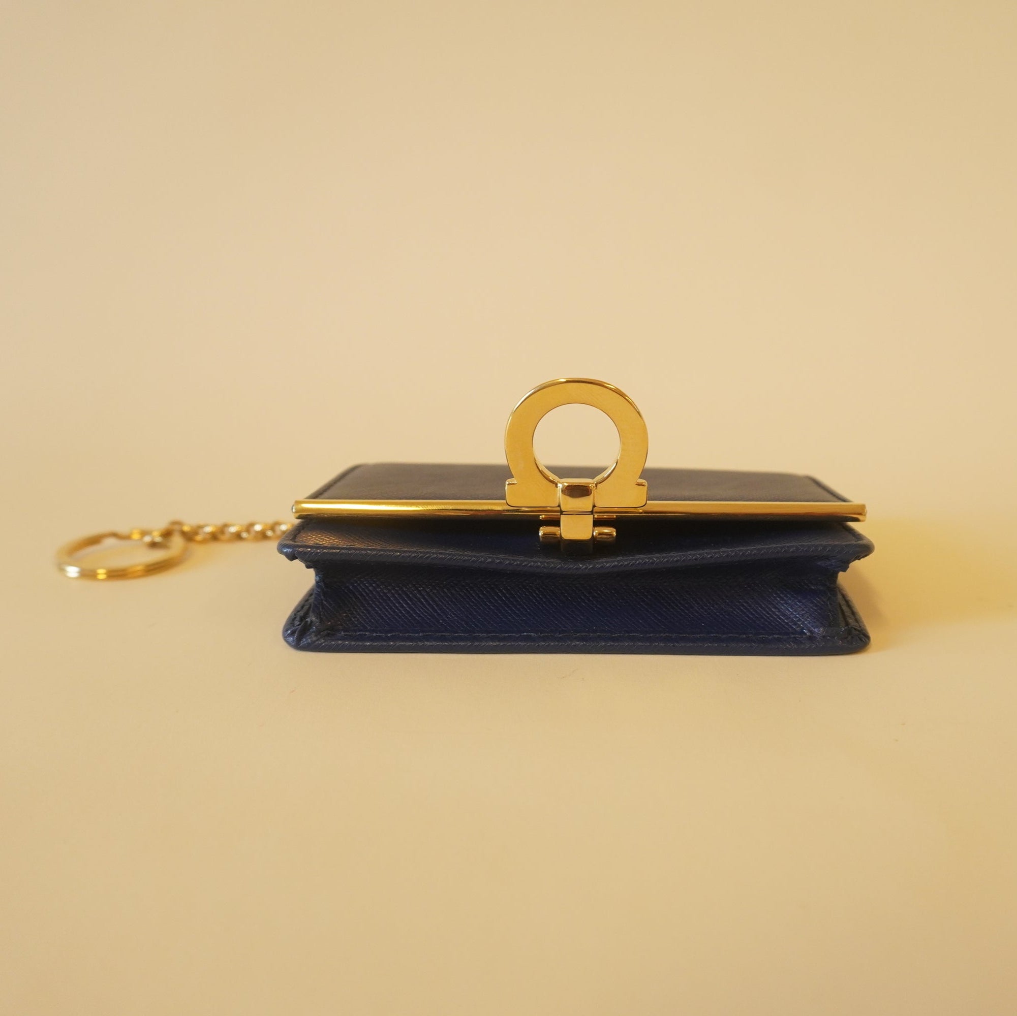 PRE-OWNED Royal Blue Gancini Card Case