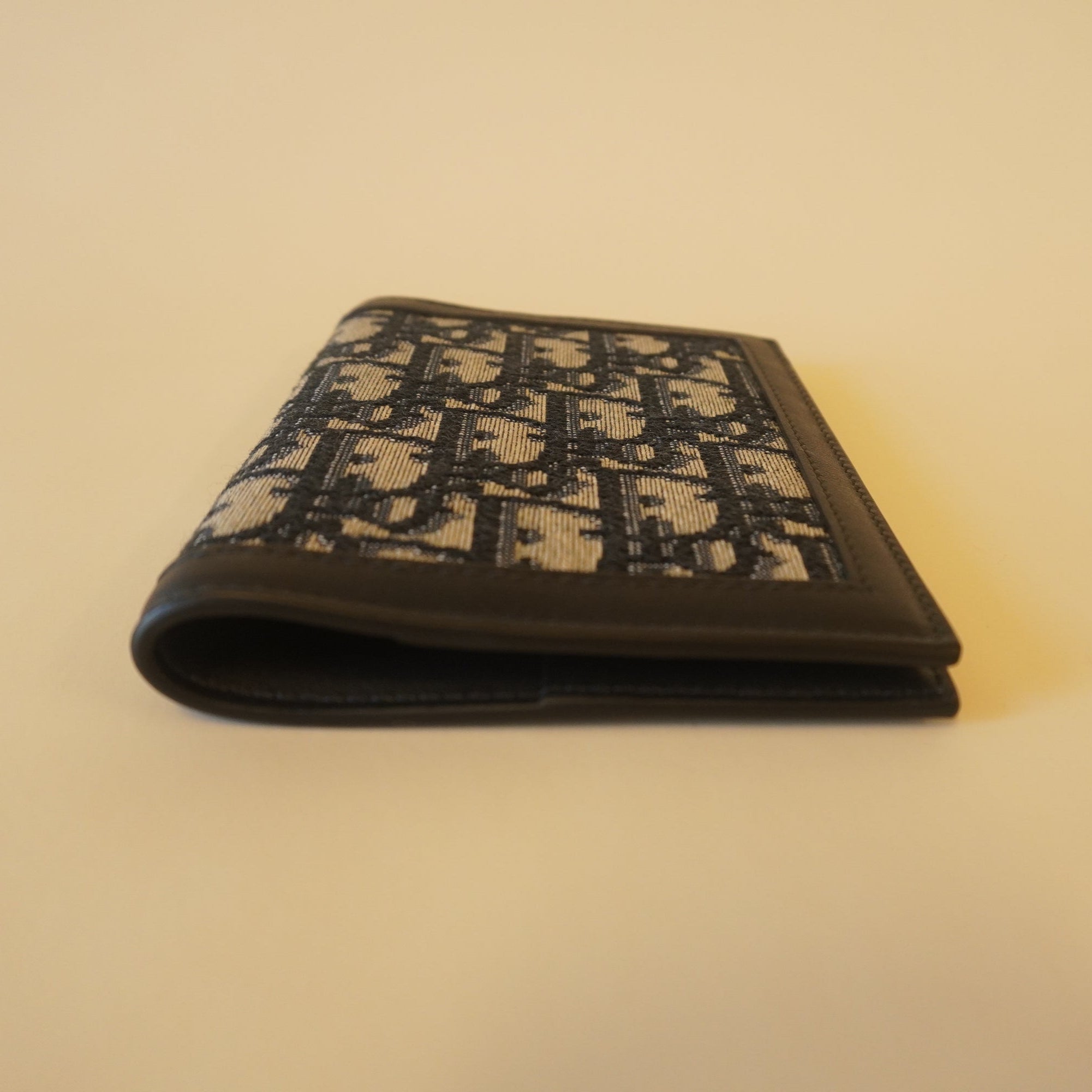 PRE-OWNED Calfskin Oblique Canvas Passport Holder