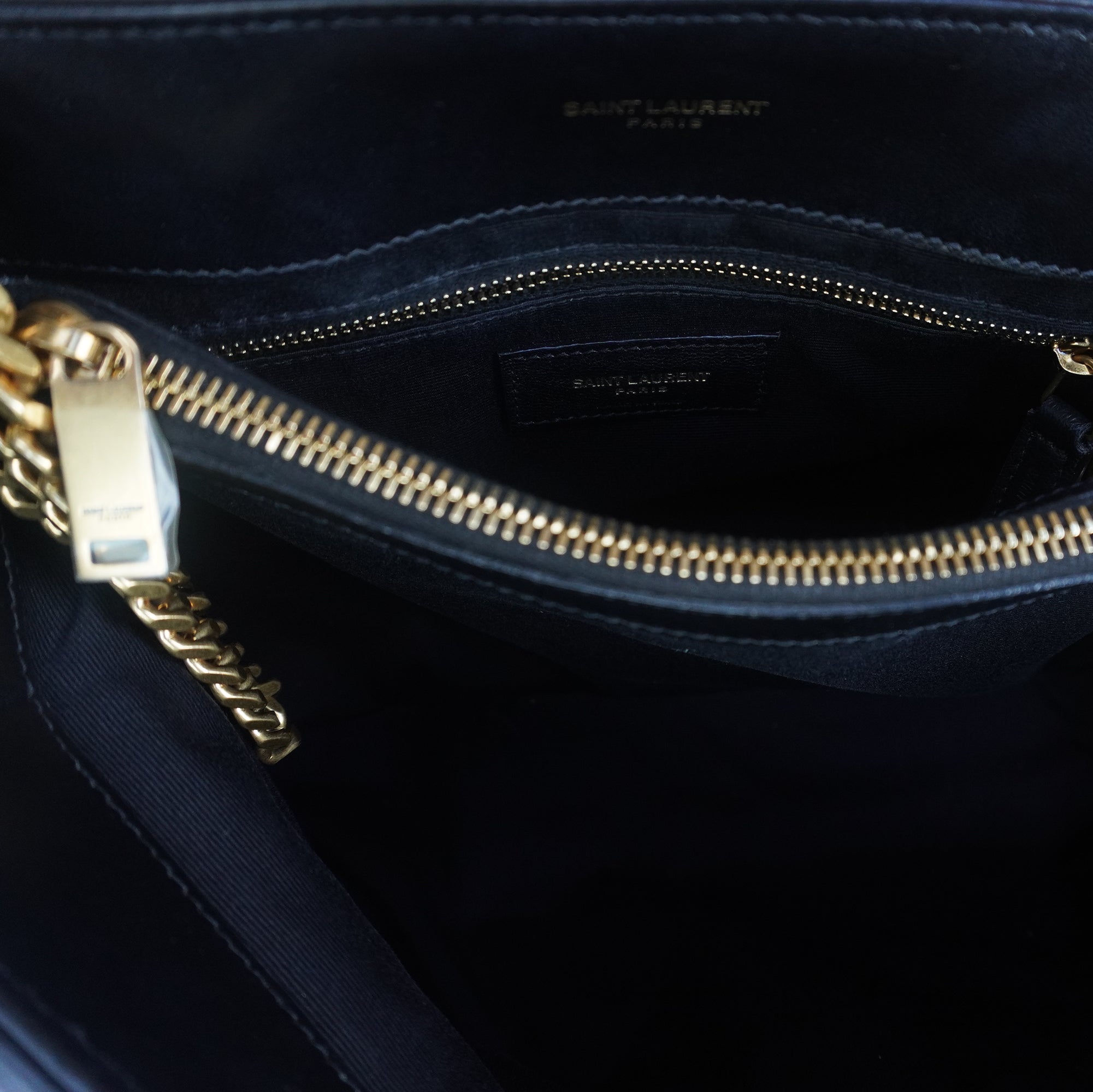 PRE-OWNED Black LouLou Medium Calfskin Shoulder Bag exudes