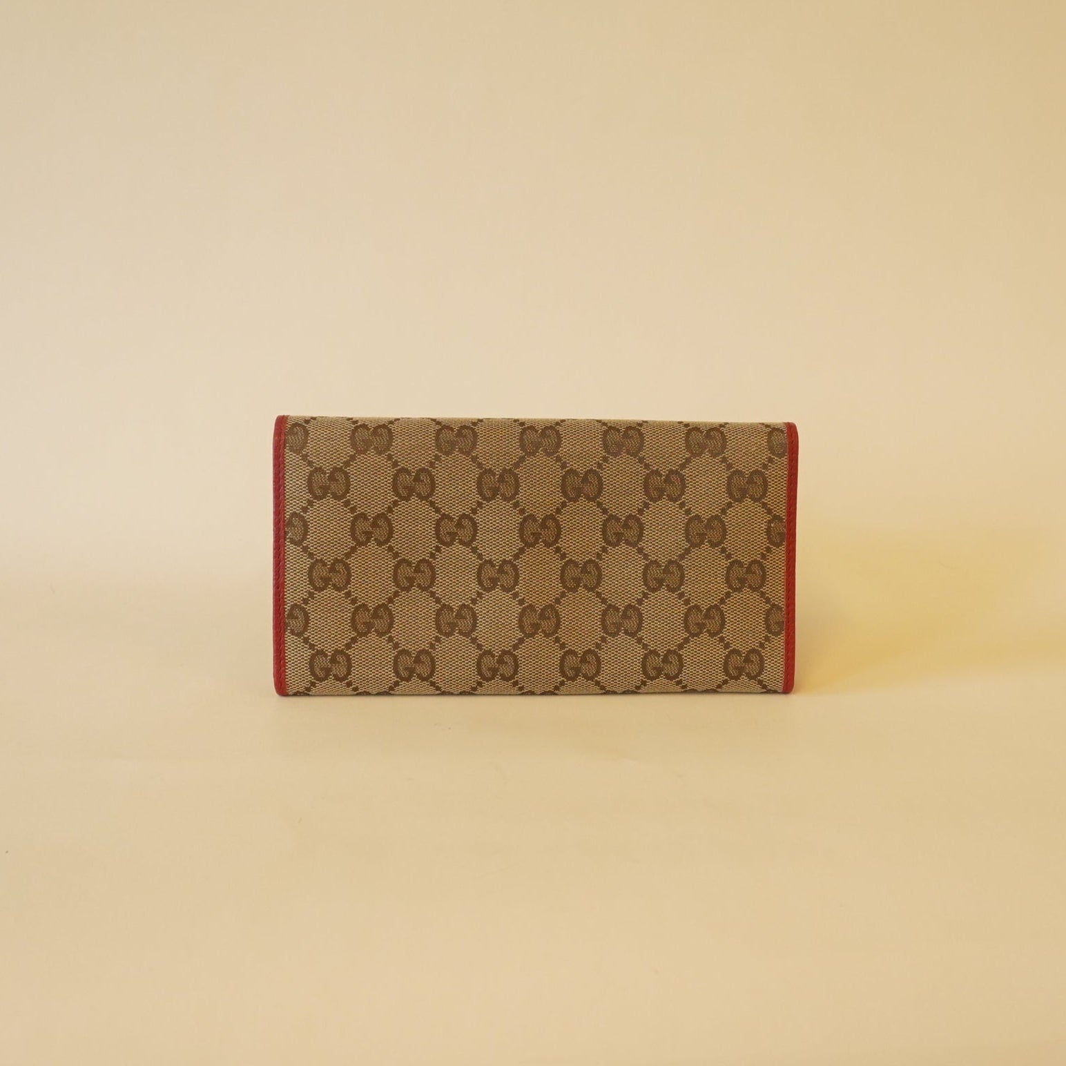 PRE-OWNED GG Canvas and Leather Flap Continental Wallet