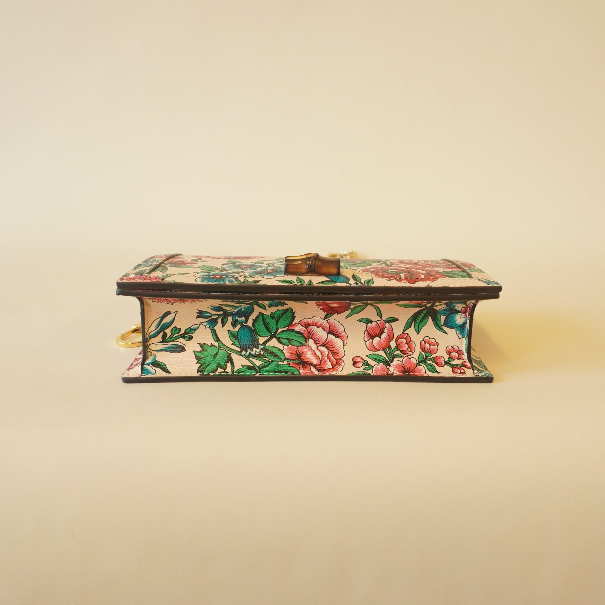 PRE-OWNED GG Diana Bamboo Chain Flap Bag Floral Printed Leather Mini