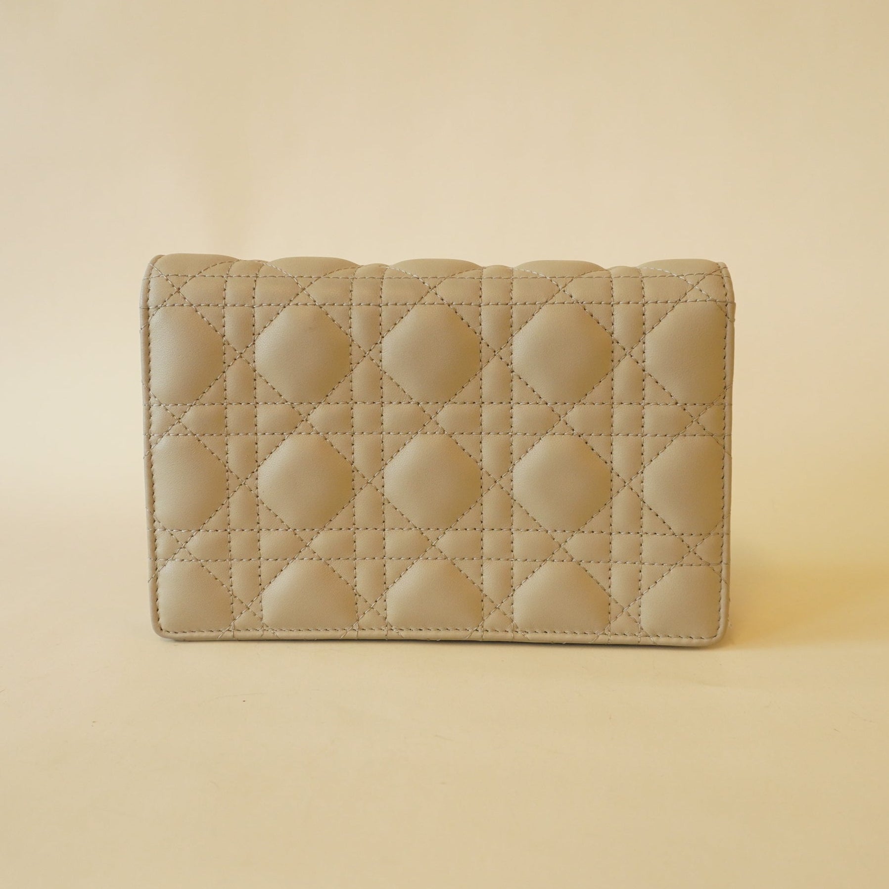 PRE-OWNED Lambskin Chain Lady Dior Chain Pouch or Shoulder Bag