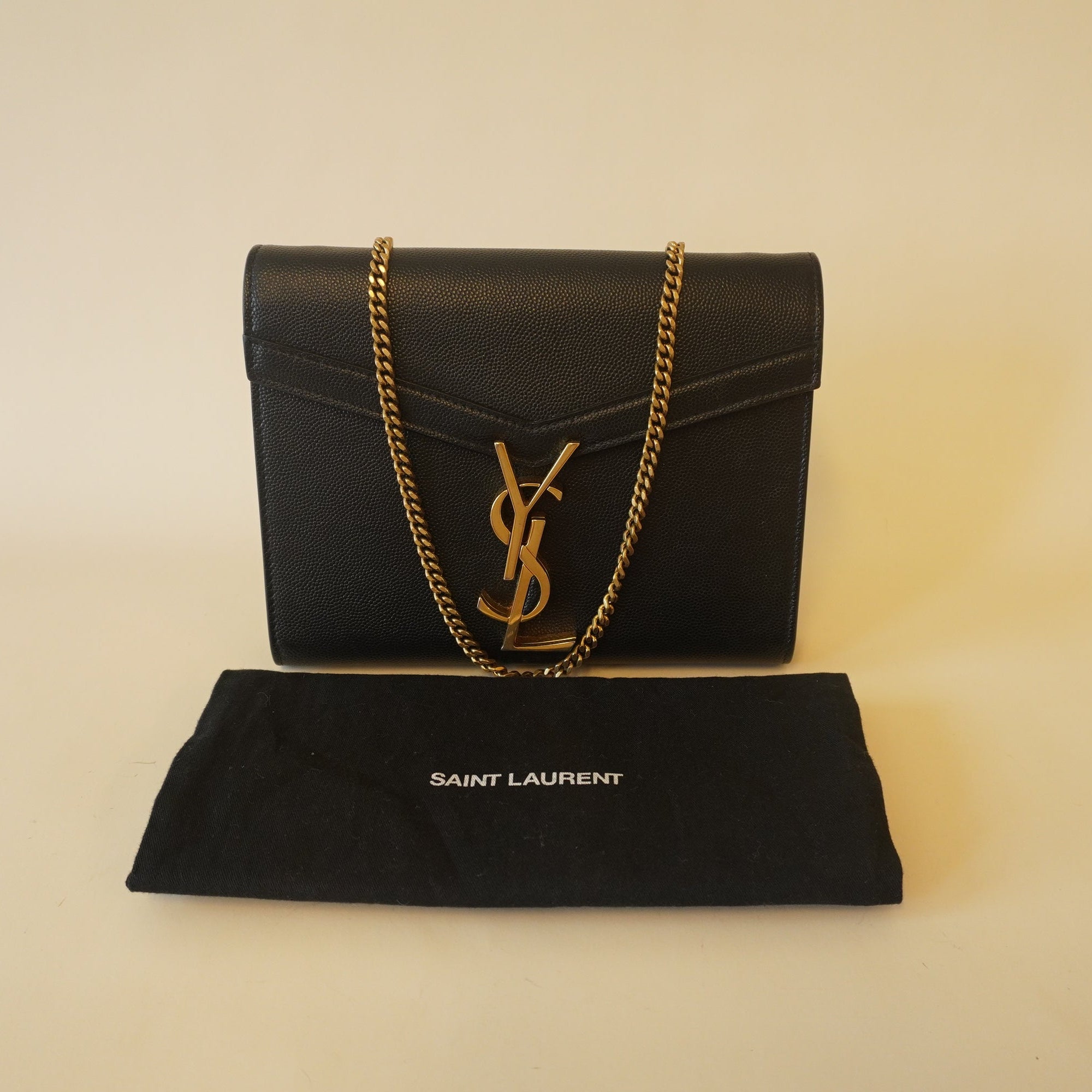 PRE-OWNED Grain De Poudre Monogram Cassandra Chain Wallet or Shoulder Bag