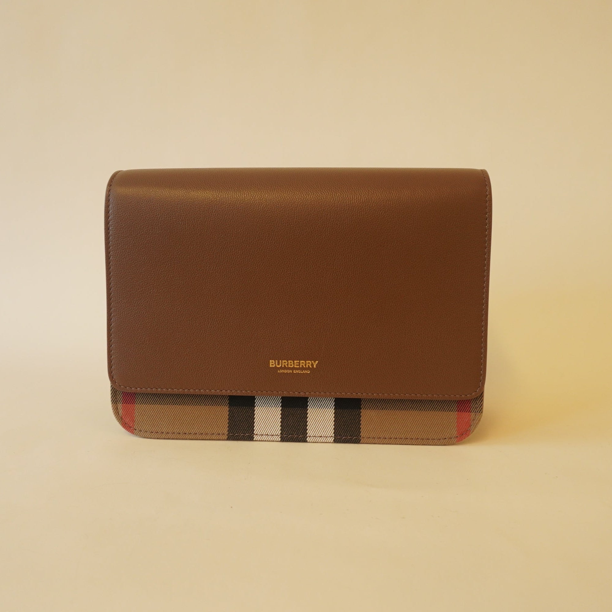 PRE-OWNED Hampshire Check Canvas Leather Shoulder Bag