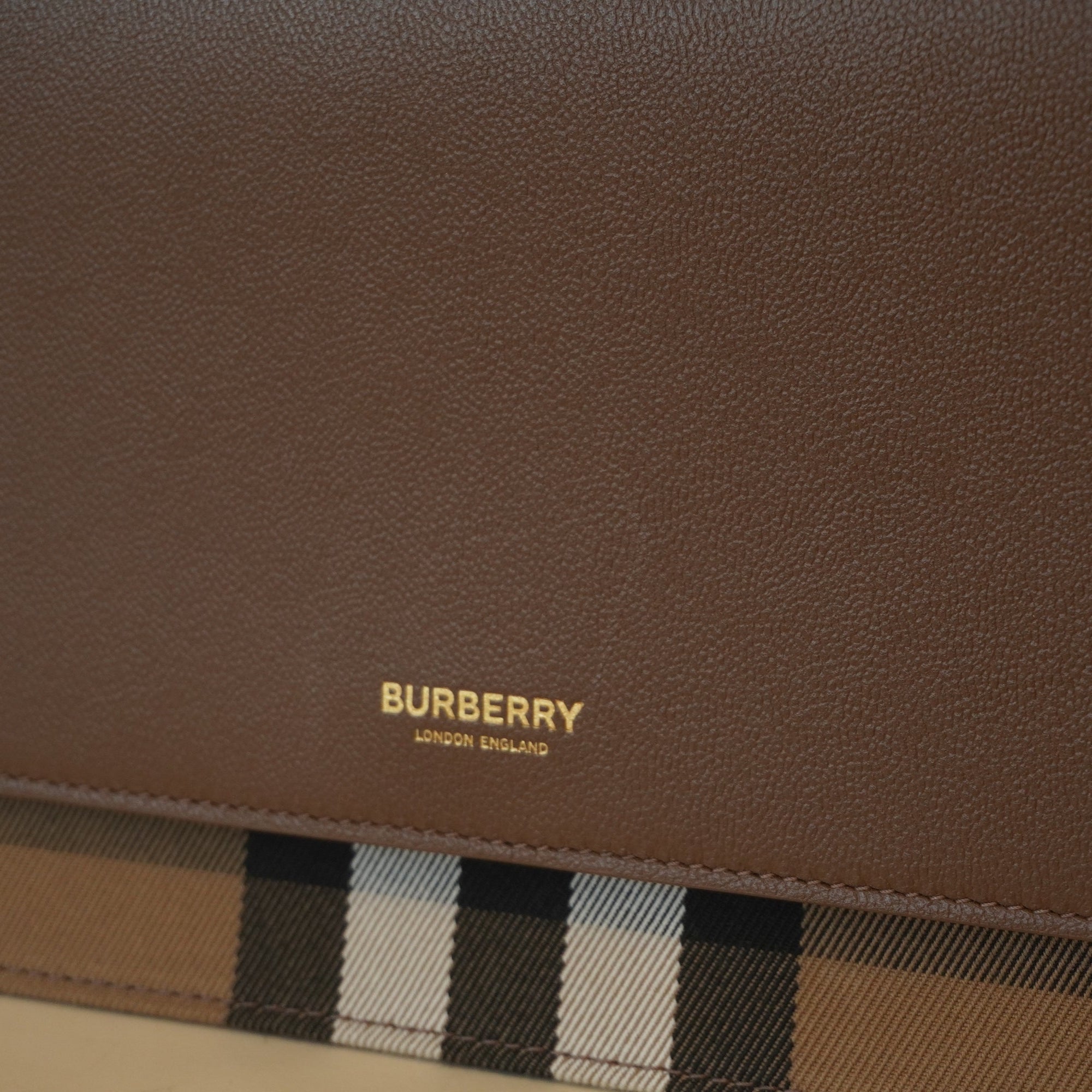 PRE-OWNED Hampshire Check Canvas Leather Shoulder Bag