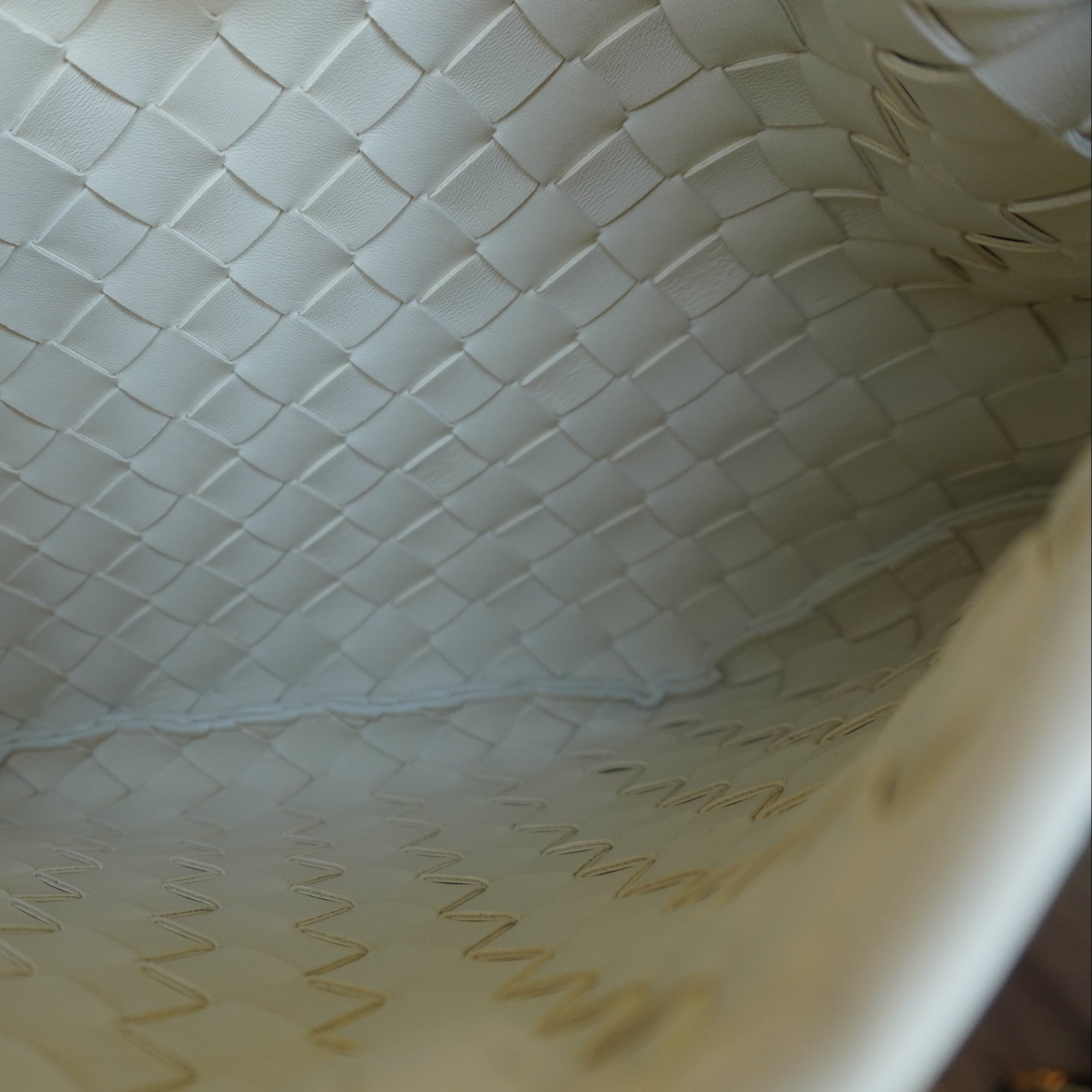PRE-OWNED Cream Sardine Calfskin Intrecciato Shoulder Bag