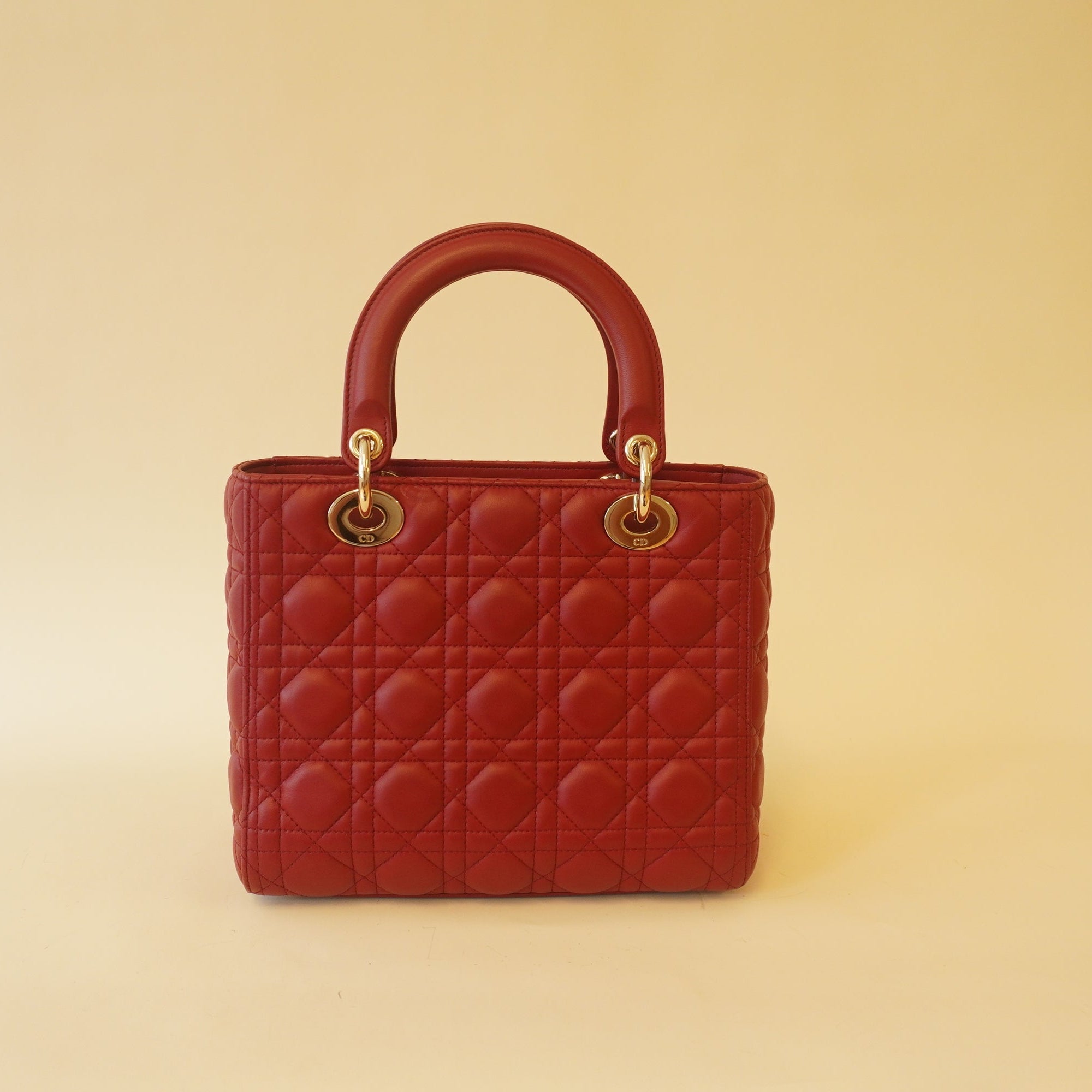 Lady Medium Red Lambskin Leather Shoulder Bag