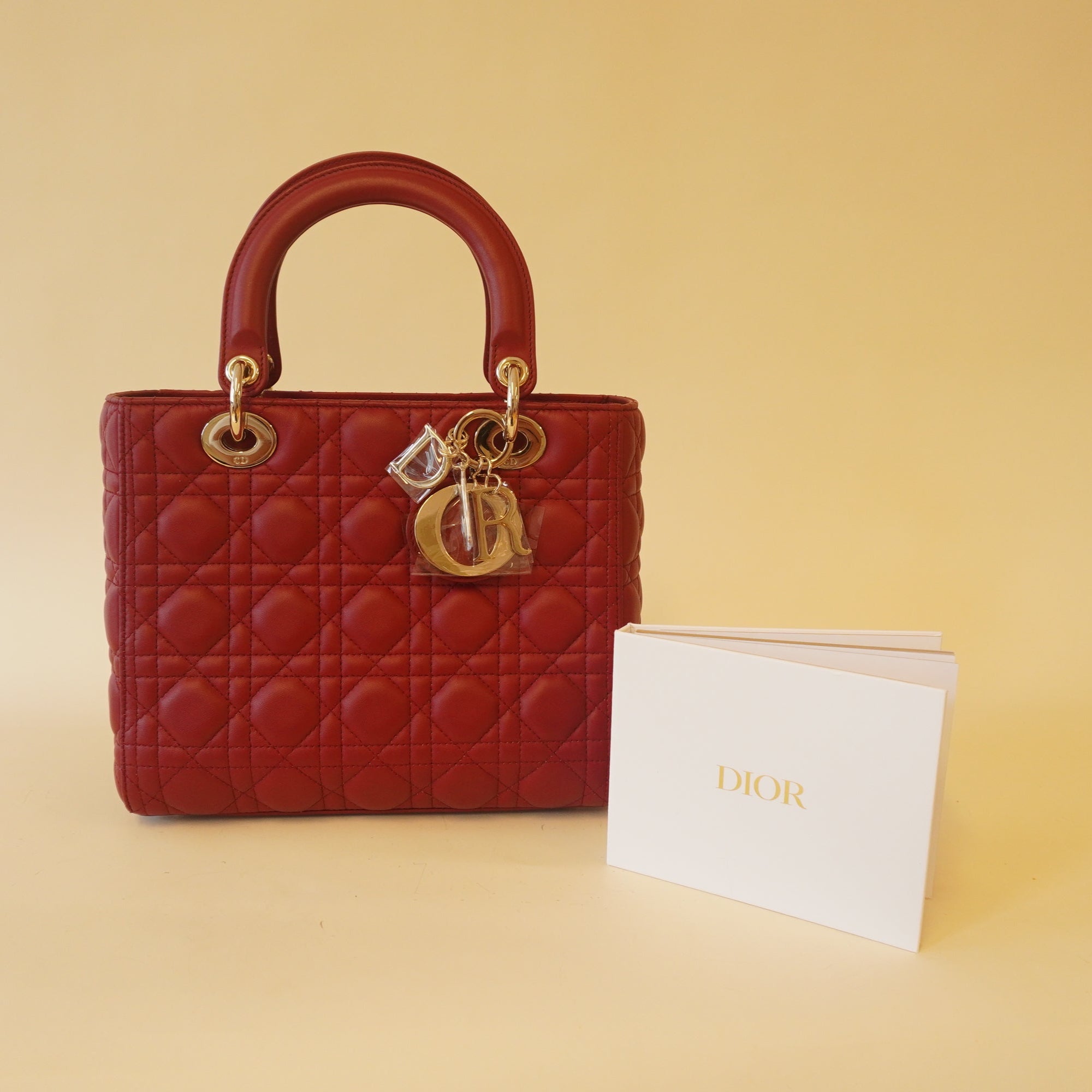 Lady Medium Red Lambskin Leather Shoulder Bag