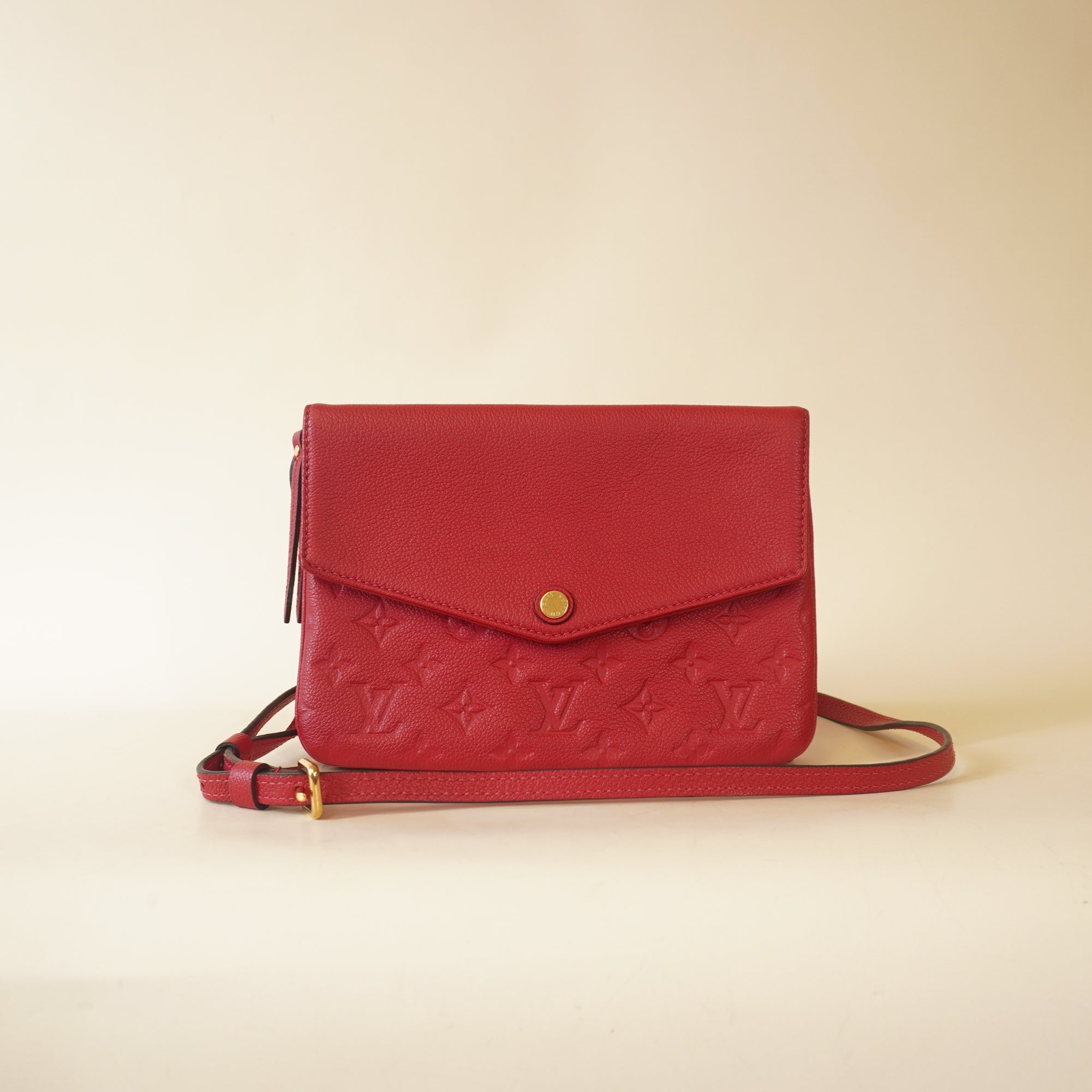 PRE-OWNED LV Raspberry Monogram Empreinte Leather Twice Shoulder Bag