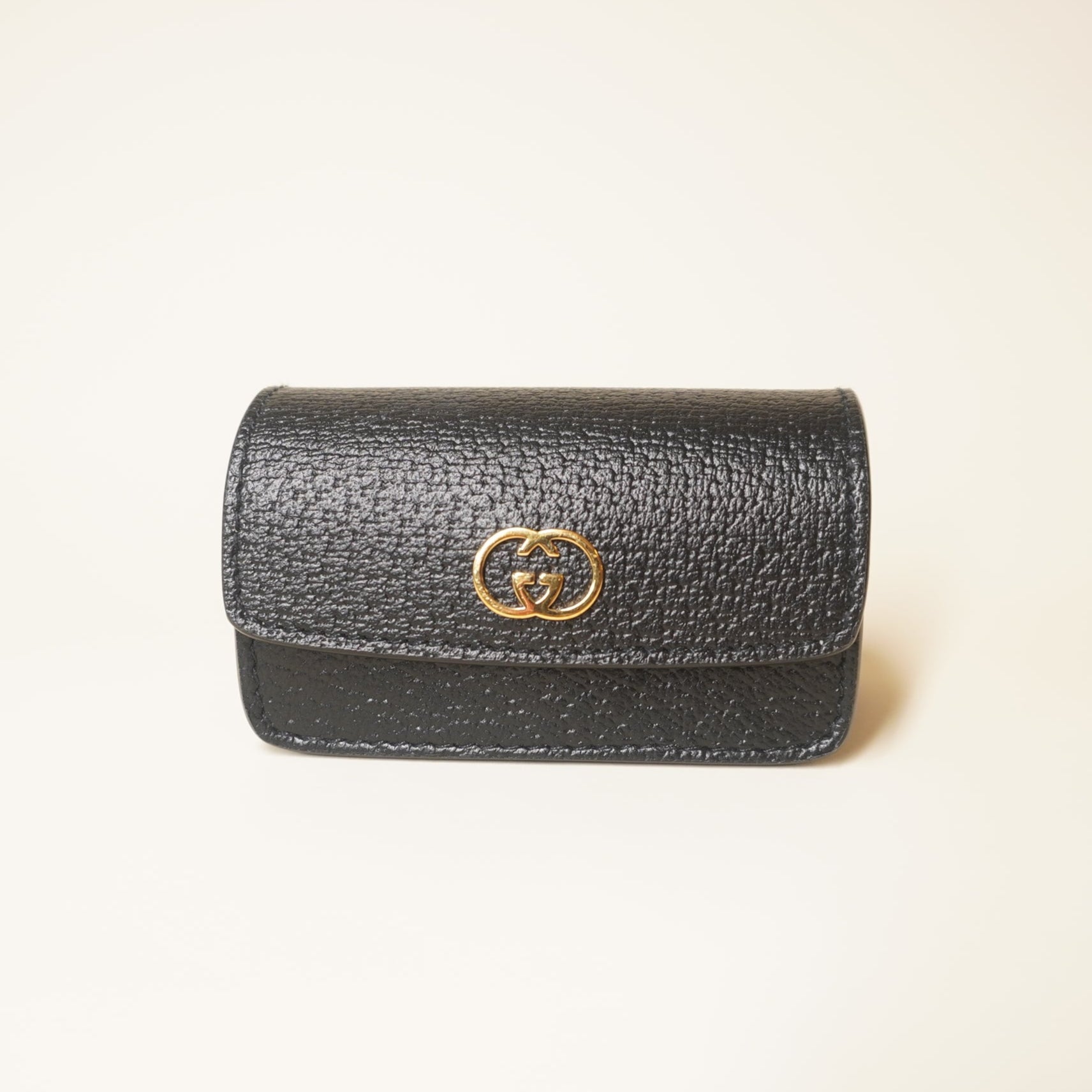 PRE-OWNED GG Black Demetra Etiquette Waste Bag Holder