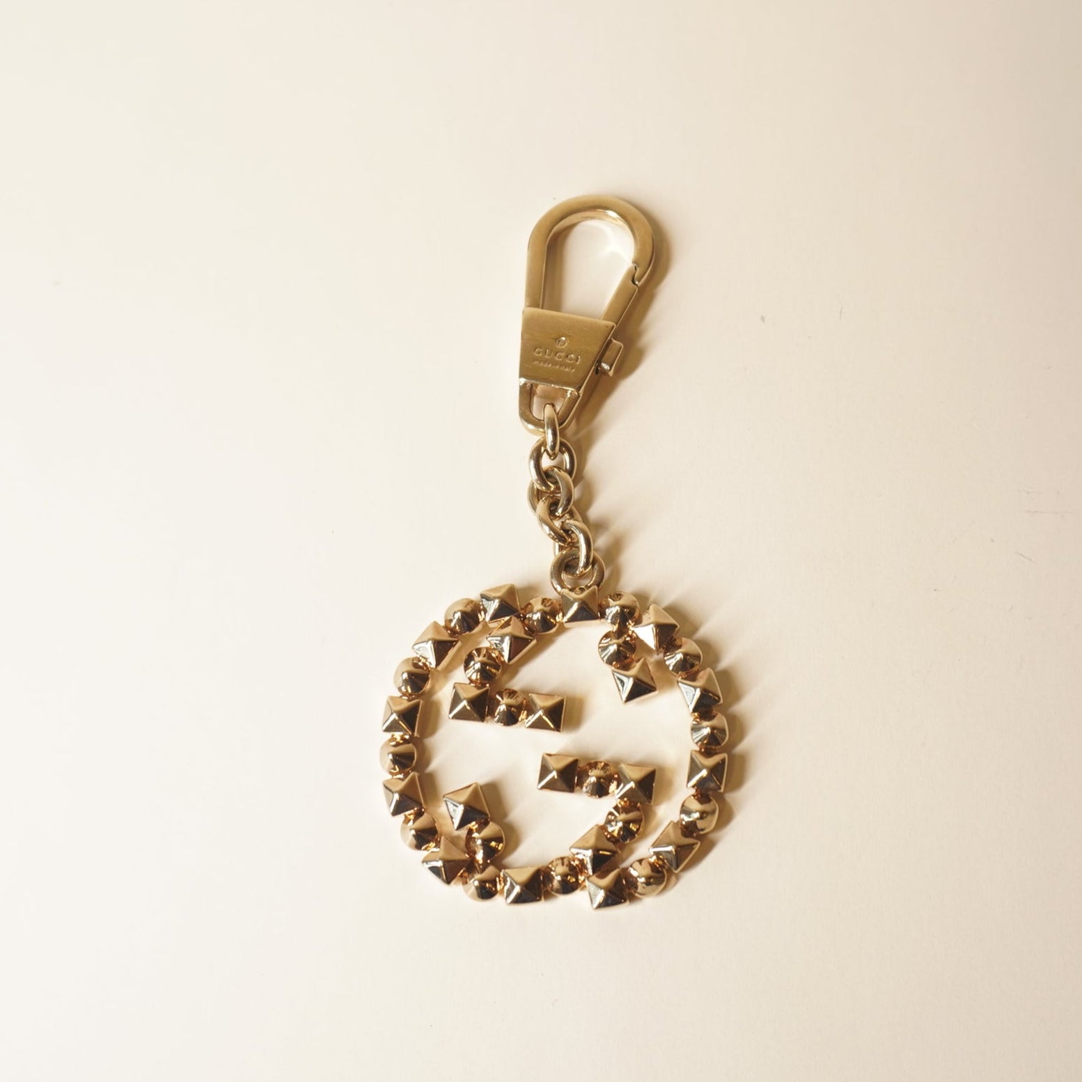 PRE-OWNED Studded Interlocking G Logo Keychain Bag Charm