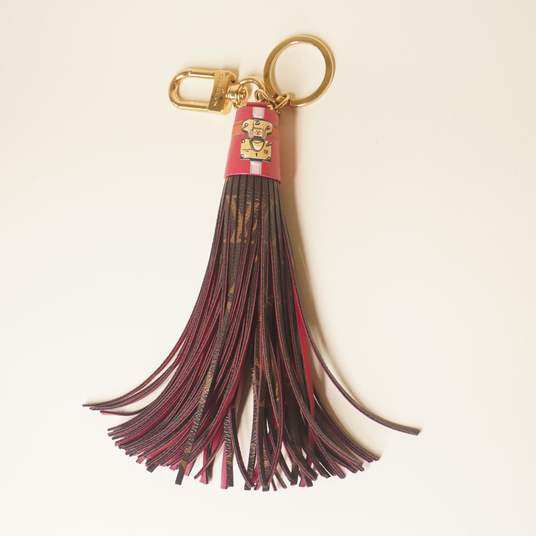 PRE-OWNED LV Monogram Red Canvas Tassel Bag Charm