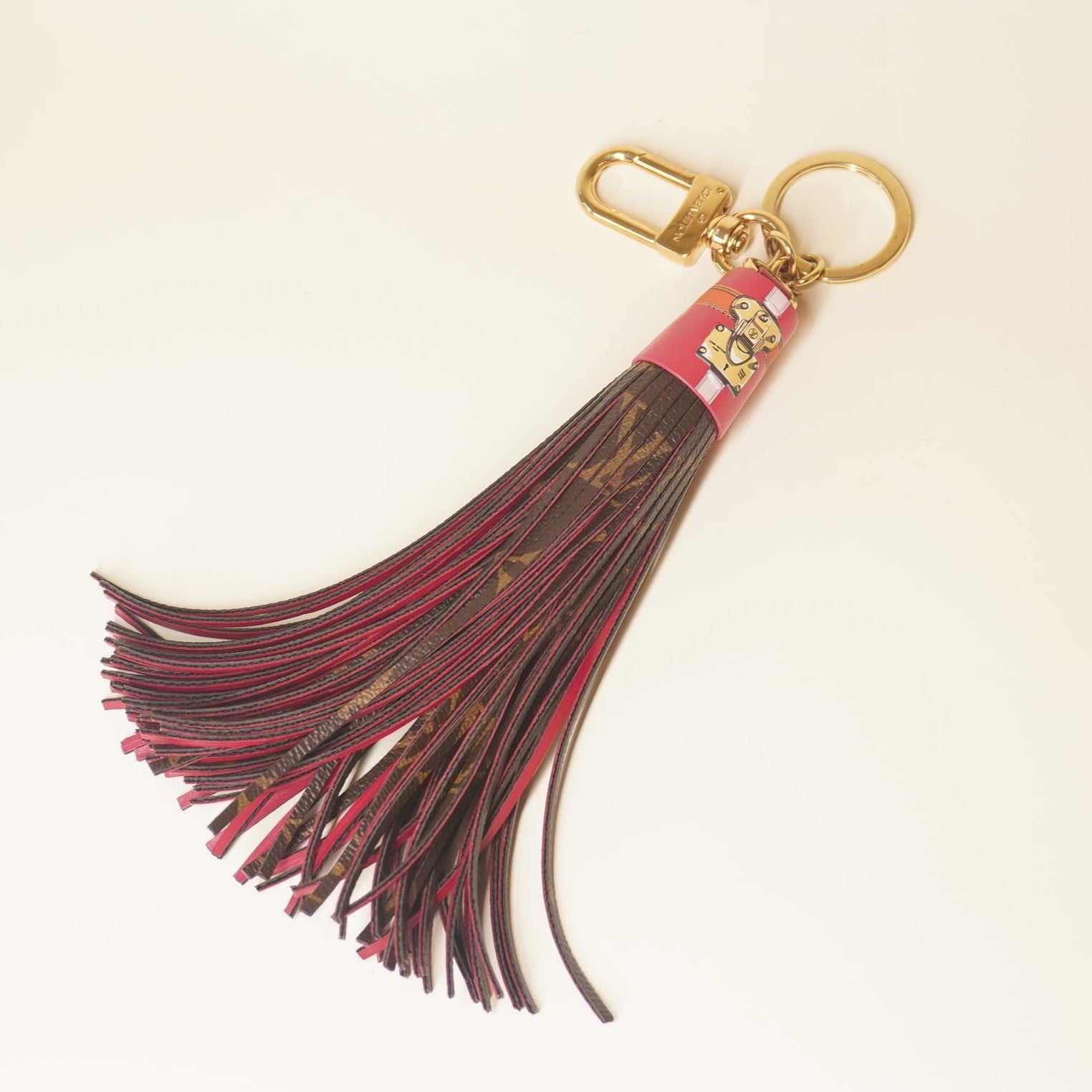 PRE-OWNED LV Monogram Red Canvas Tassel Bag Charm